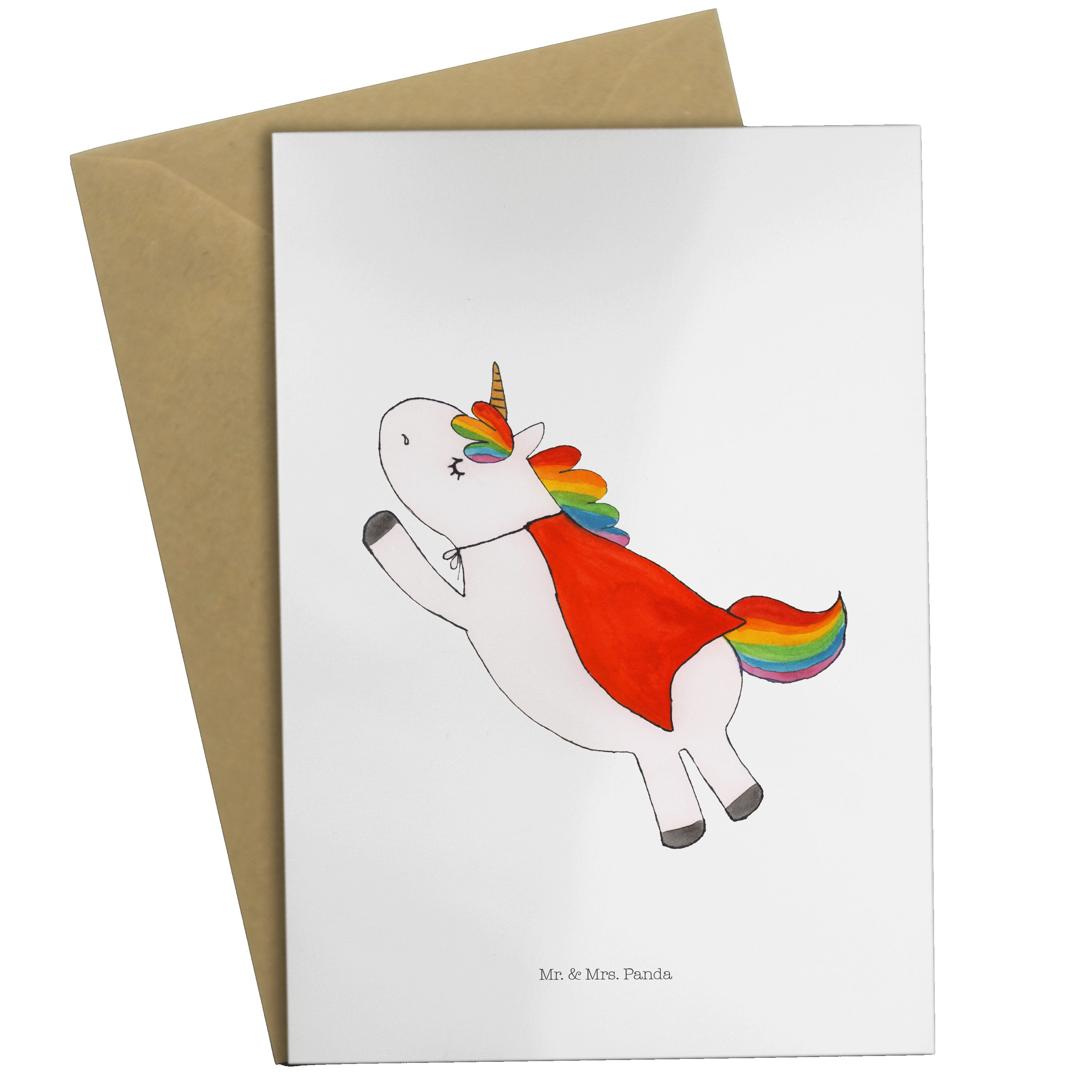 Unicor Mr. - Super Panda Einhorn Geschenk, - & Grußkarte Klappkarte, Mrs. Geburtstagskarte, Weiß