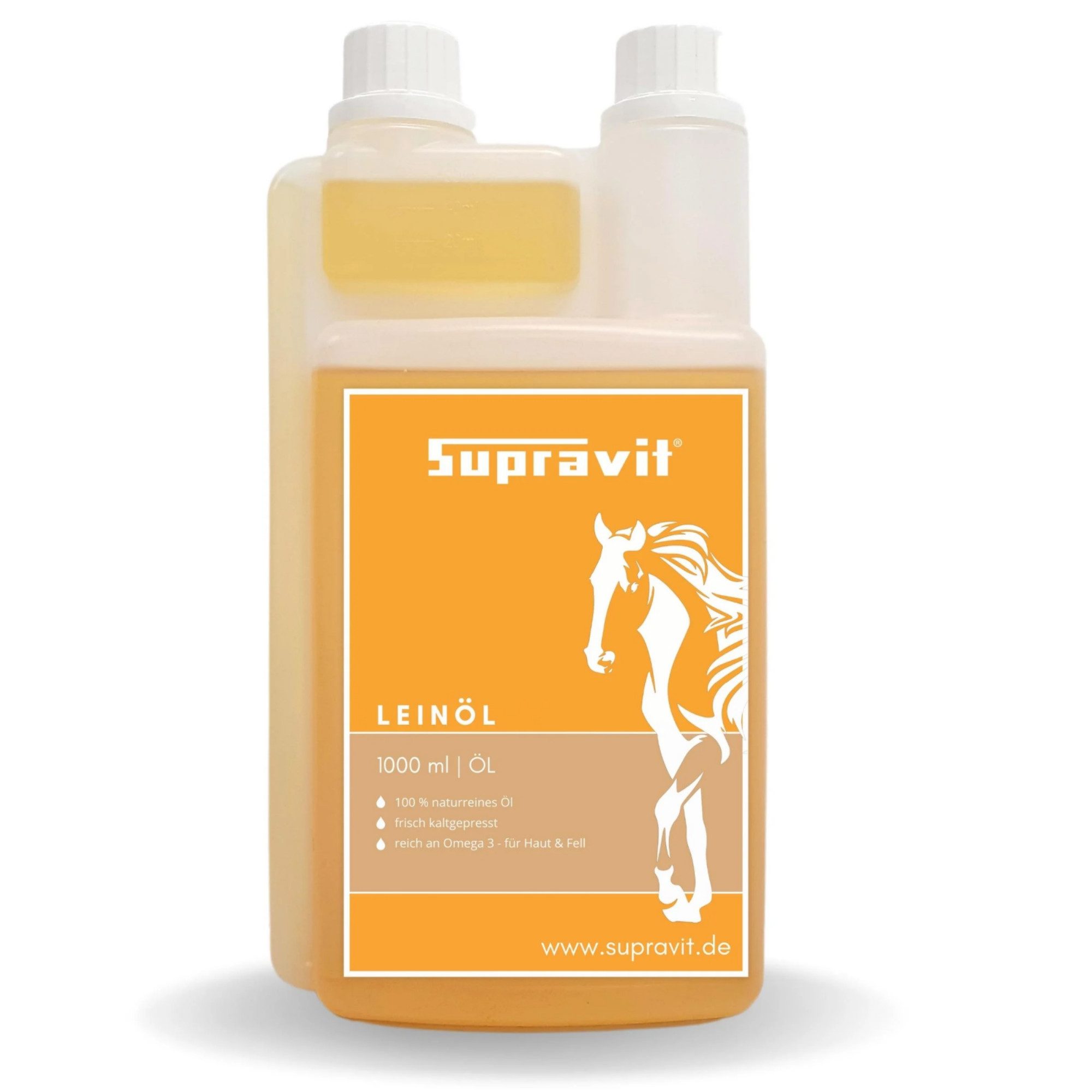 Supravit Ergänzungs Liquide für Pferde 1 Liter - 100% natürliche Unterstützung Leinöl, Nahrungsergänzungsmittel für: Pferd