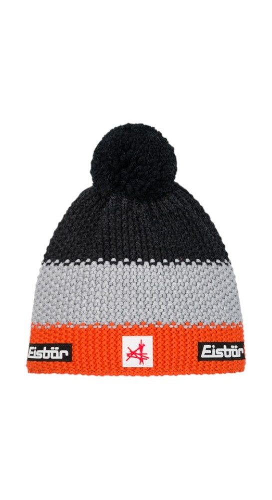 Eisbär Bommelmütze Wintermütze (Pompon) Star SA Kinder - orange/schwarz/grau - 1 Stück