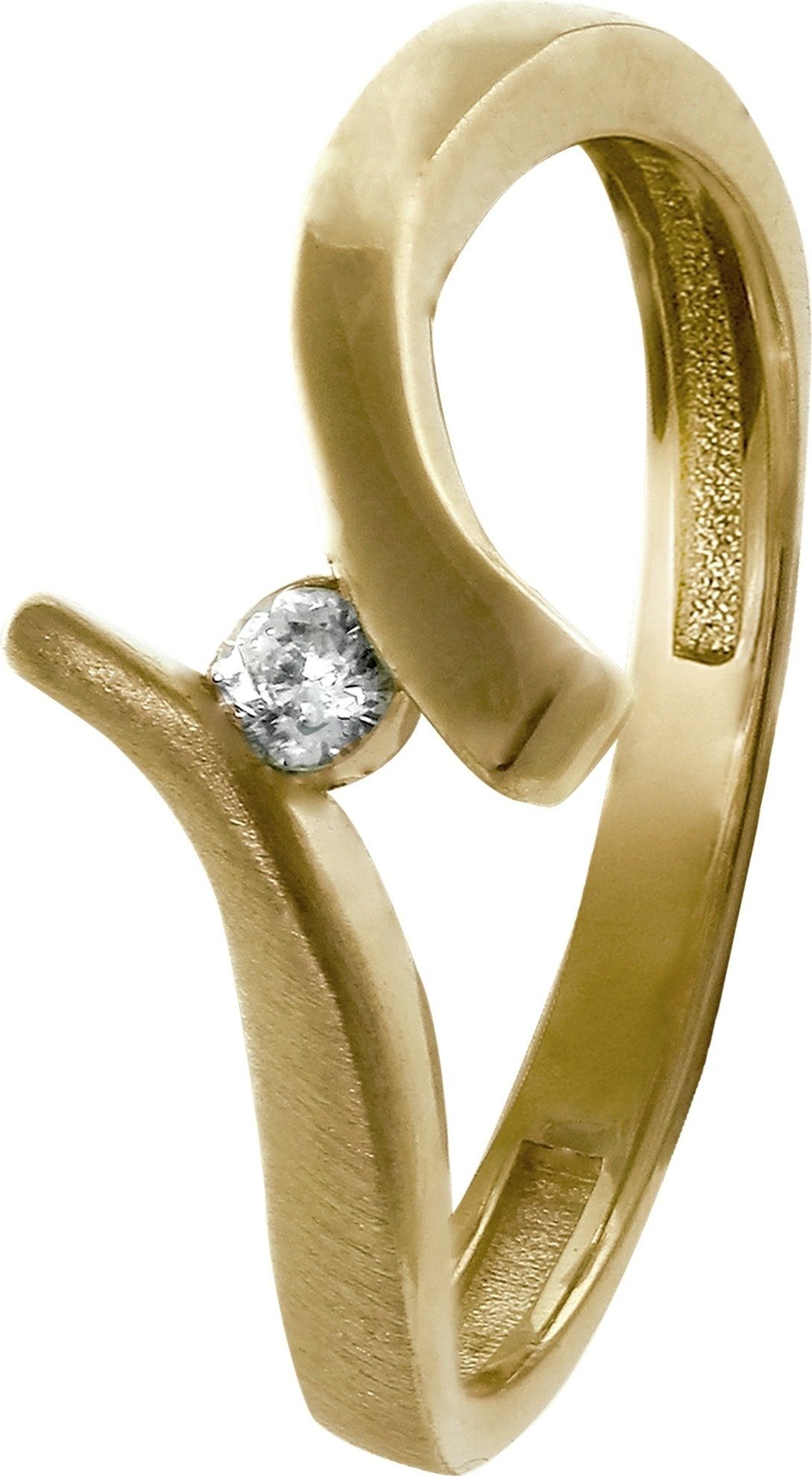 GoldDream Goldring GoldDream Gold Ring Wave Zirkonia Gr.58 (Fingerring), Damen Ring Wave 333 Gelbgold - 8 Karat, Farbe: gold, weiß