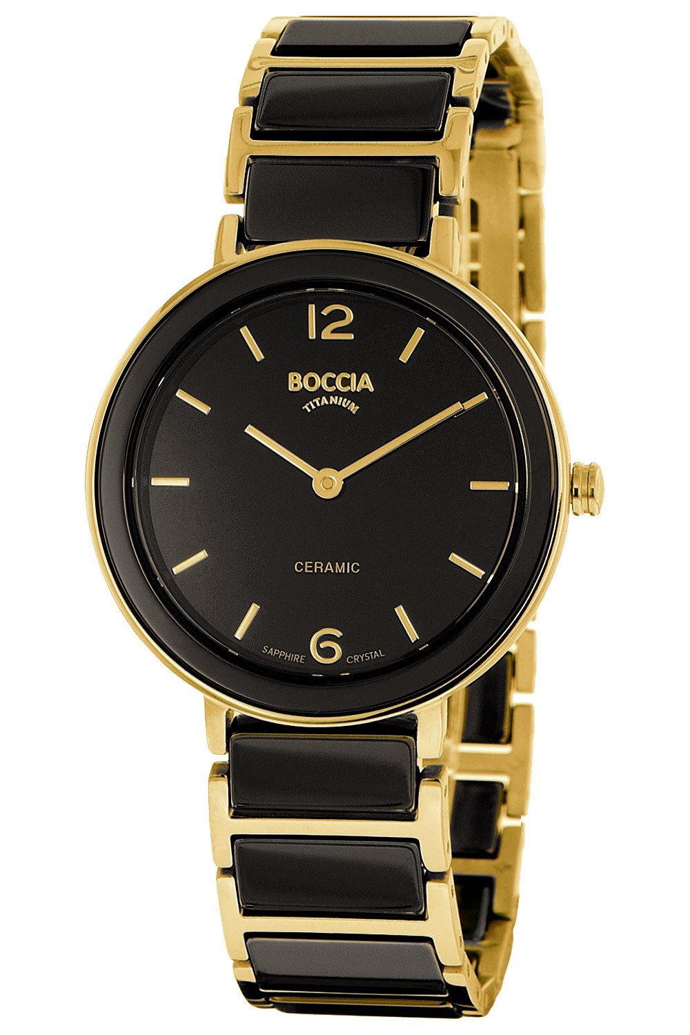 Boccia Quarzuhr Titan Schwarz/Goldfarben günstig online kaufen