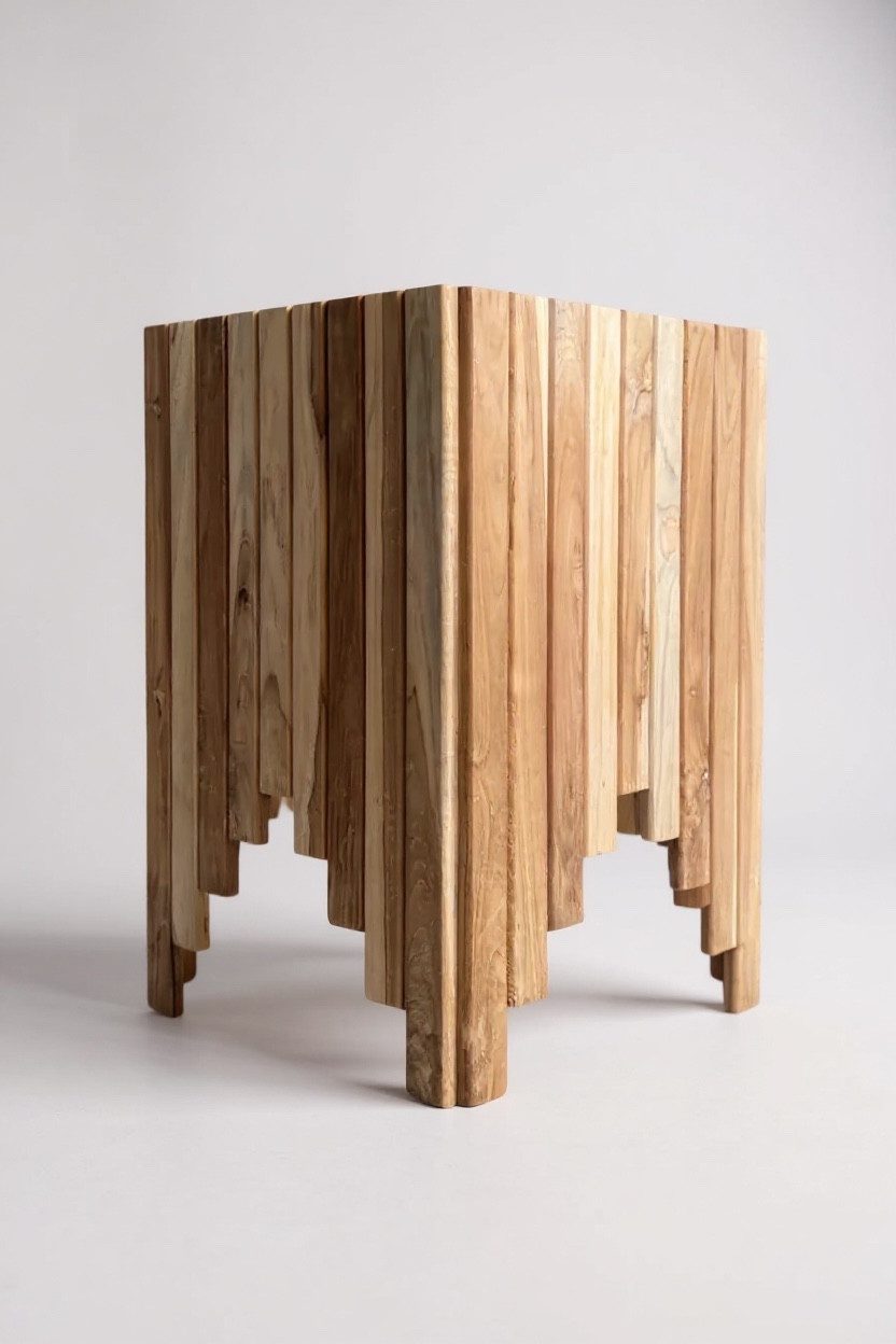 FaHome Blumentopf Holz Blumenkasten – Blumenkübel (Pflanzkasten, Vertikale Holzlatten – 45x35x35 cm), Massivholz Handgefertigt