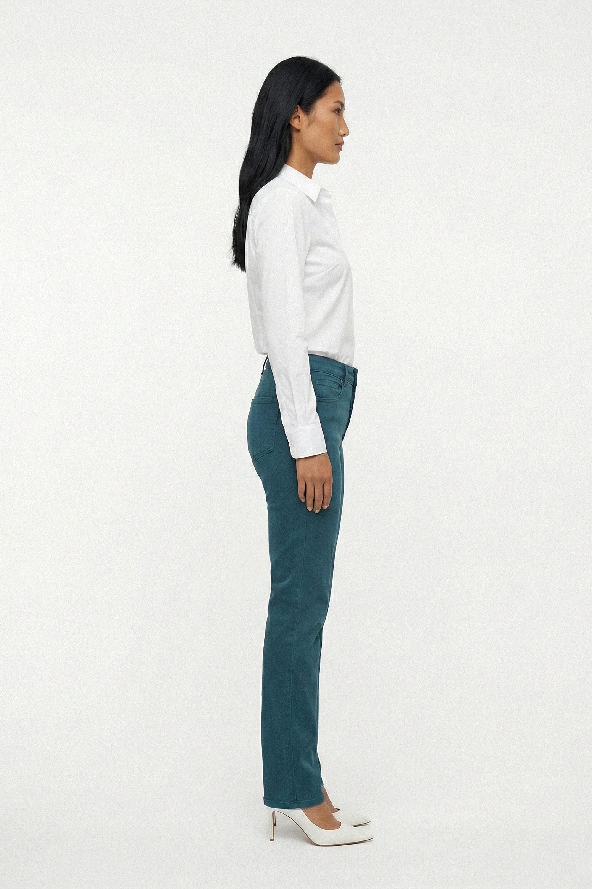 ESRA Stoffhose Damen Straight Fit Hose High Waist Business-Hose bis Große Größe T101 High Waist Damen Stoffhose Straight Leg Stretch Hose Gerade Schnitt