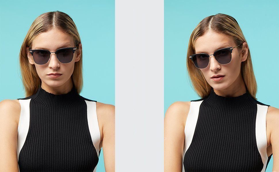Sonnenbrille 100% Retro Sonnenbrille Elegear Damen Verlaufsglas Grau UV400-Schutz
