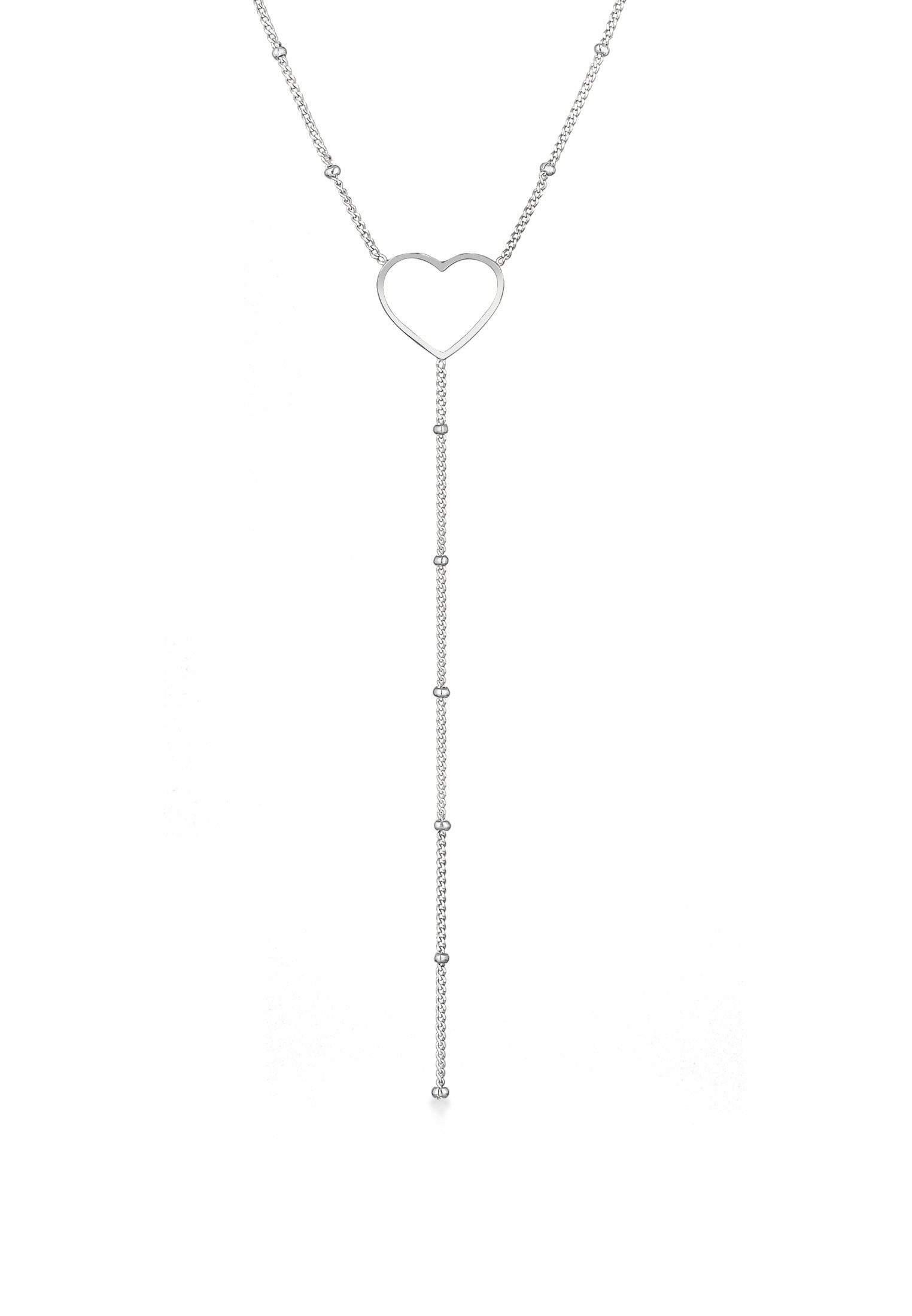 Elli Kette ohne Anhänger Y-Kette Kugelkette Herz Kombinierbar 925 Silber