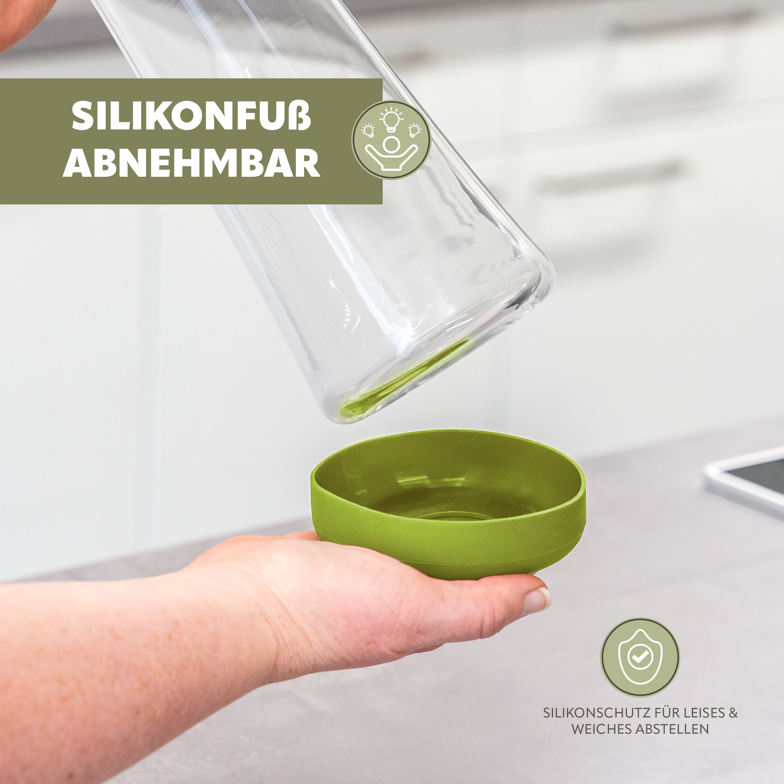 bremermann Karaffe CAROLA mit Silikonfuß - zerlegbarer Deckel - 1 Liter – Bild 5 von 5