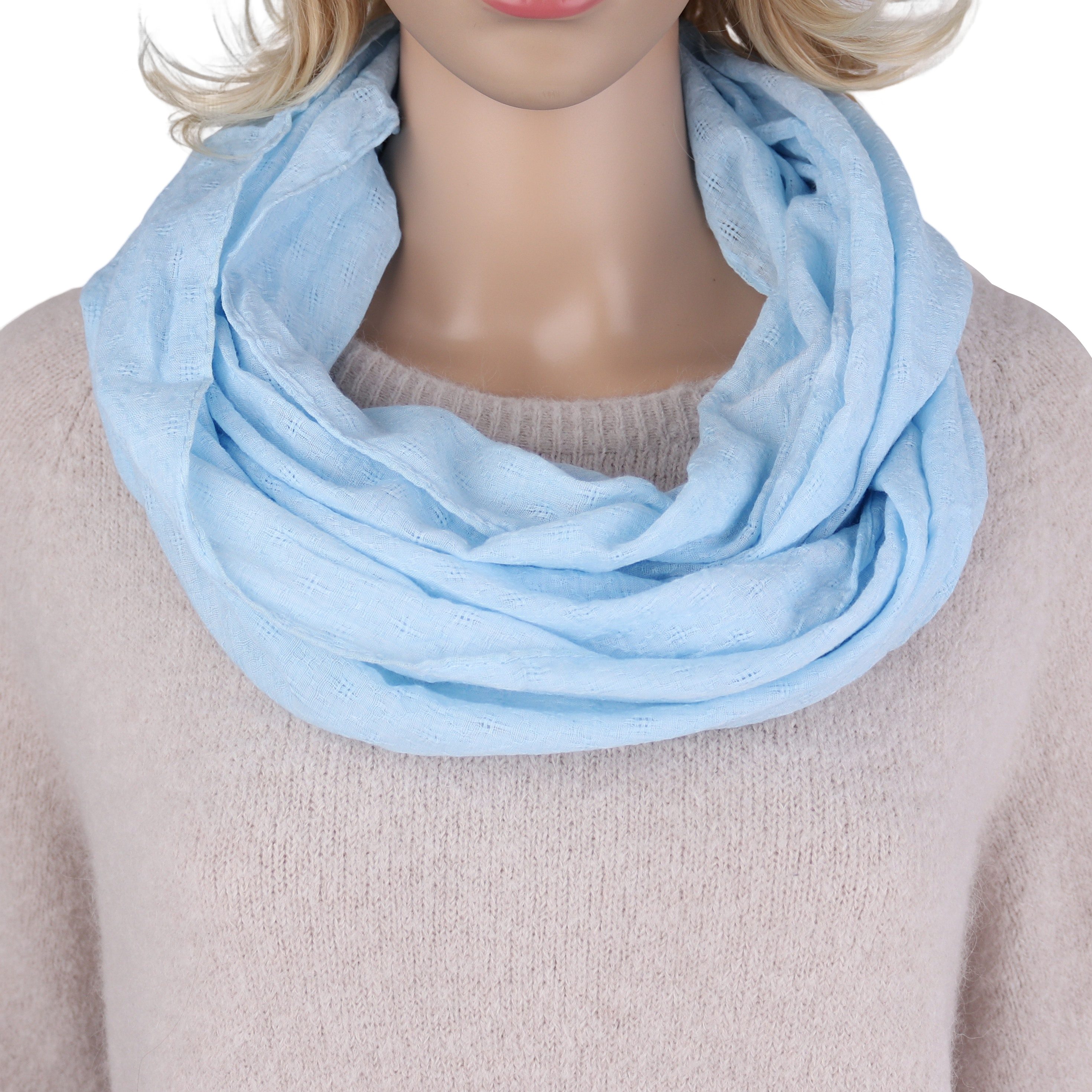 MIRROSI Loop Damen Schal Unifarbe mit Lochmuster Weich aus 100% Baumwolle, günstig online kaufen