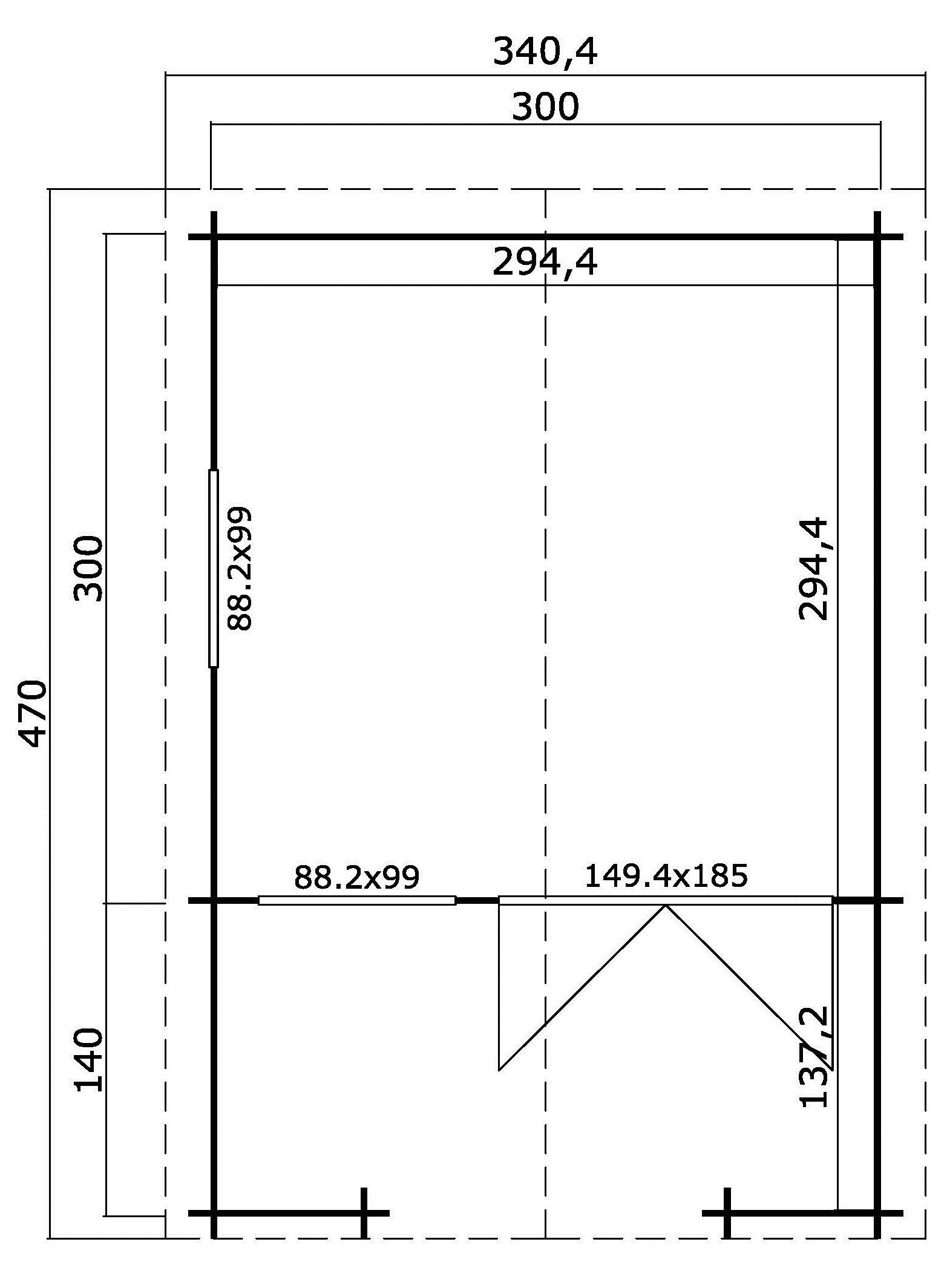 KONIFERA Gartenhaus Klingenberg 1, BxT: 340x460 cm, (Set)