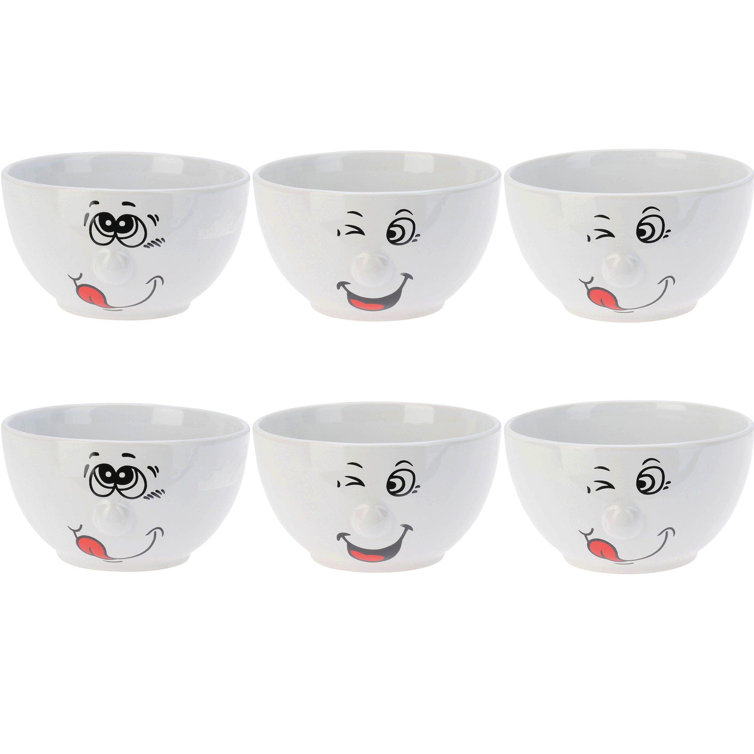 Müslischale 6-tlg. Set Schalen mit lustigem Gesicht - Müslischalen Servierschale