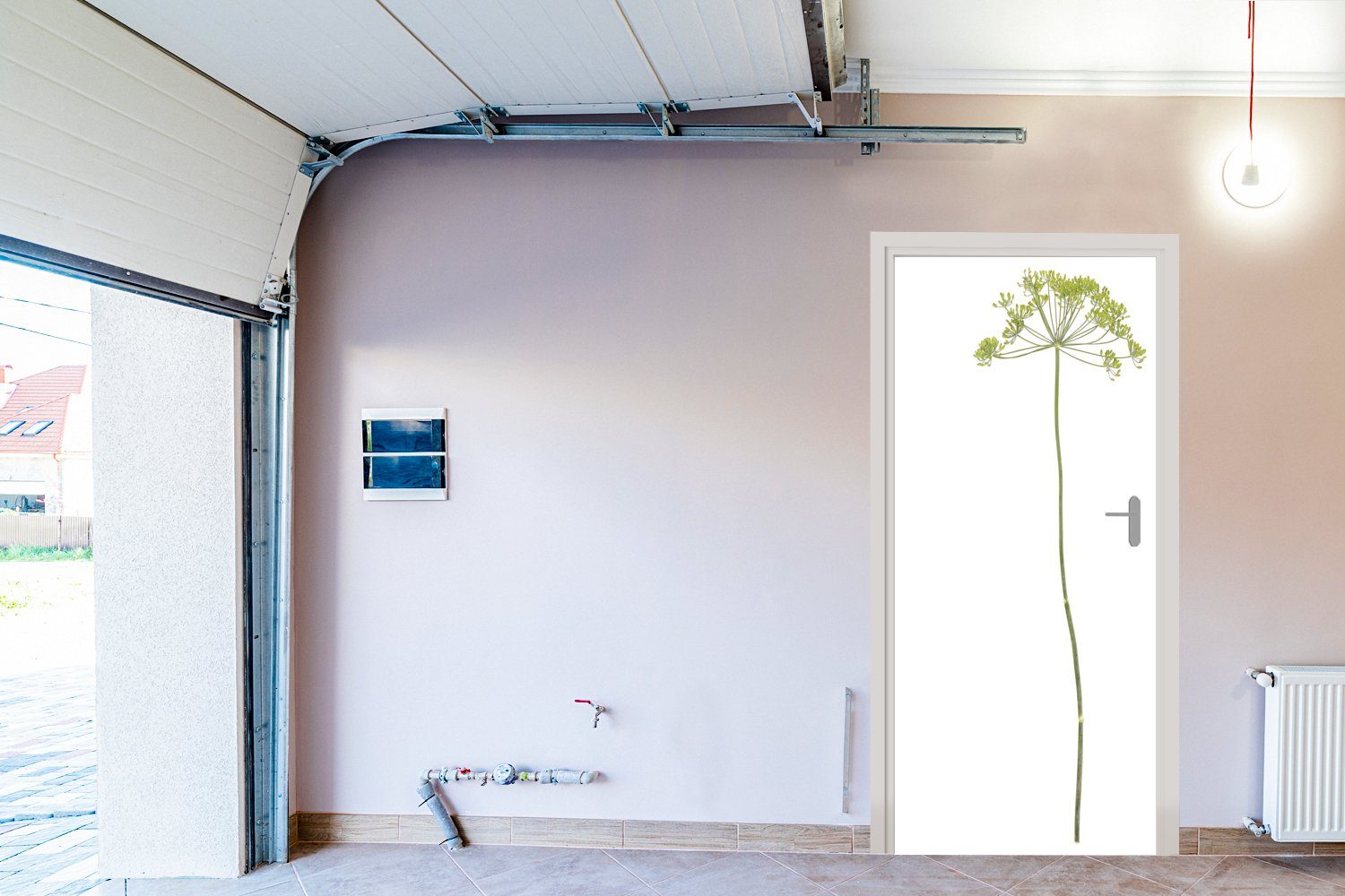 MuchoWow Türtapete Eine einsame weißem (1 75x205 vor bedruckt, cm für Anispflanze Türaufkleber, Tür, Fototapete Matt, St), Hintergrund