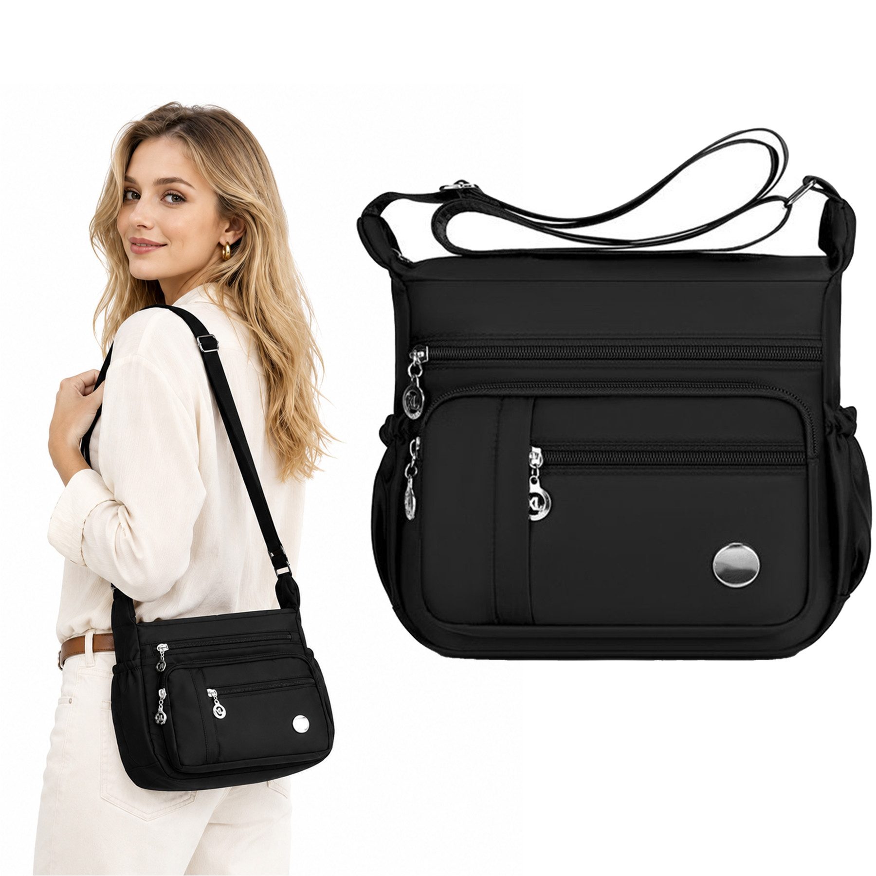 Schultertasche Umhängetasche Damen, Wasserdicht Nylon Schultertasche