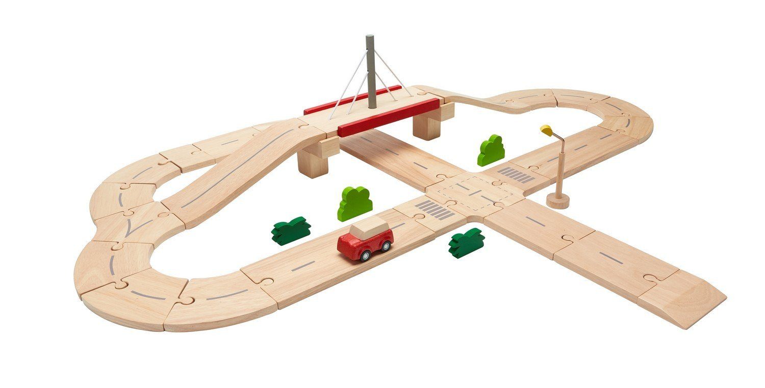 Plantoys Spielzeug-Auto Straßensystem Holz