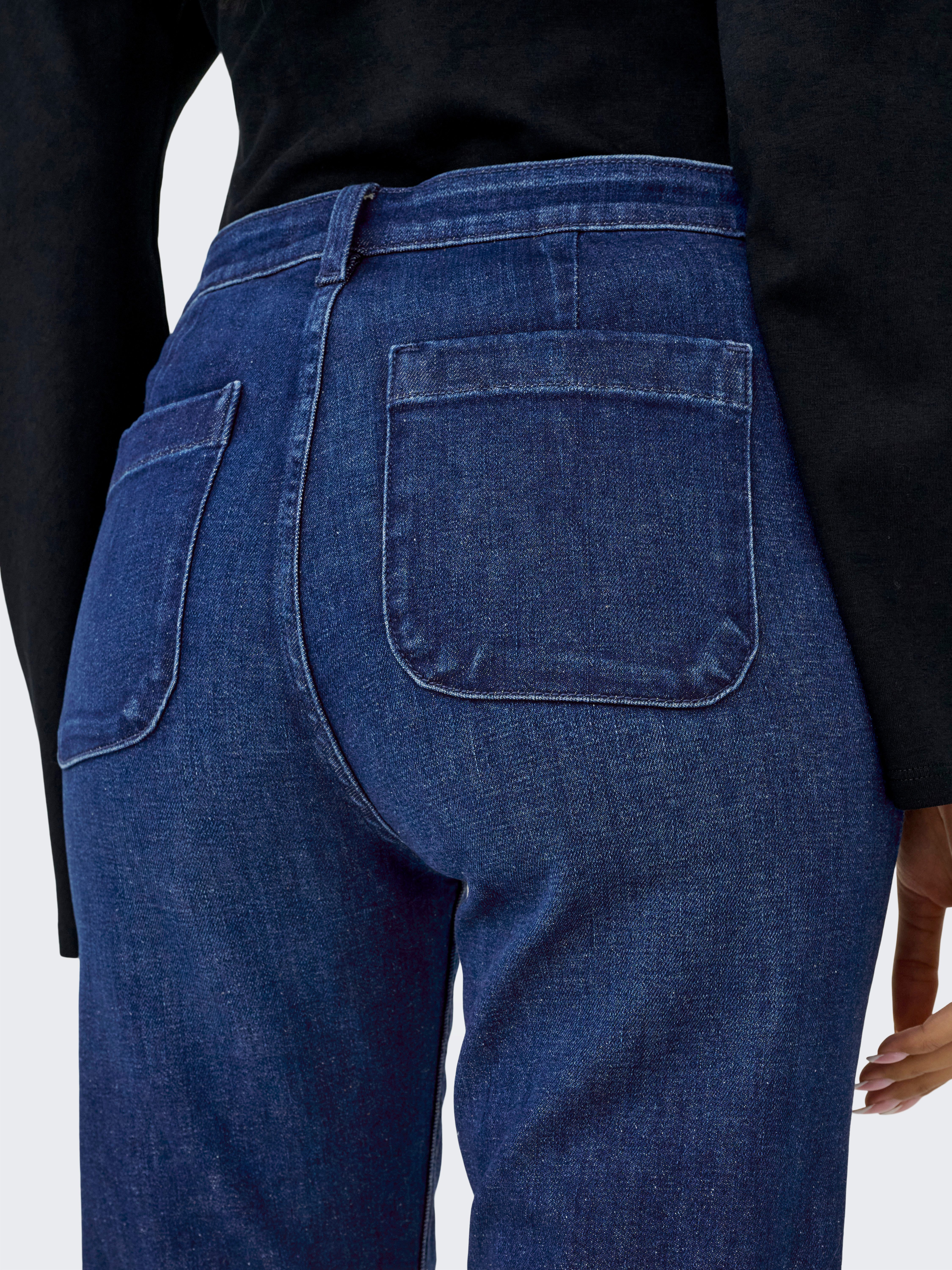 ONLY Bootcut-Jeans ONLMADISON HW POCKET FL DNM GEN533 NOOS hohe Leibhöhe, aufgesetzte Eingrifftaschen, ausgestellte Beinform