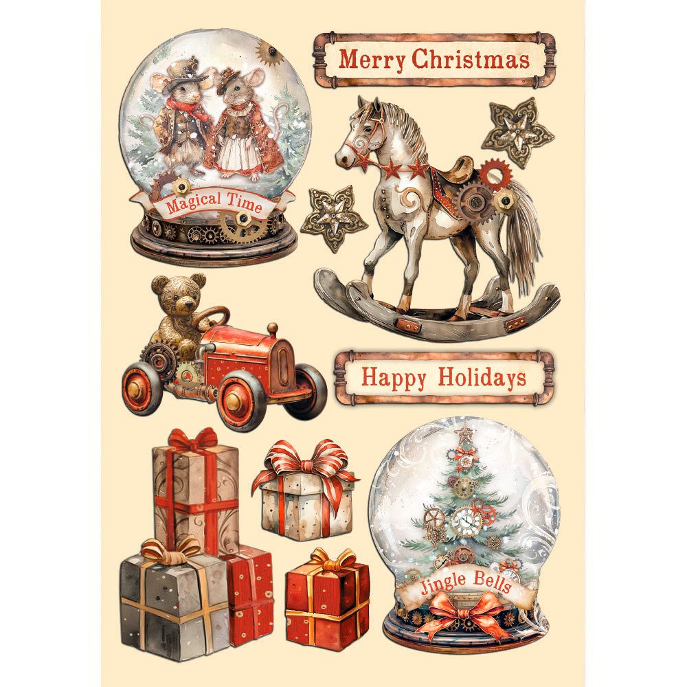 Stamperia Motivschablone Lasercut-Motive 'Gear up for Christmas, DIN A5