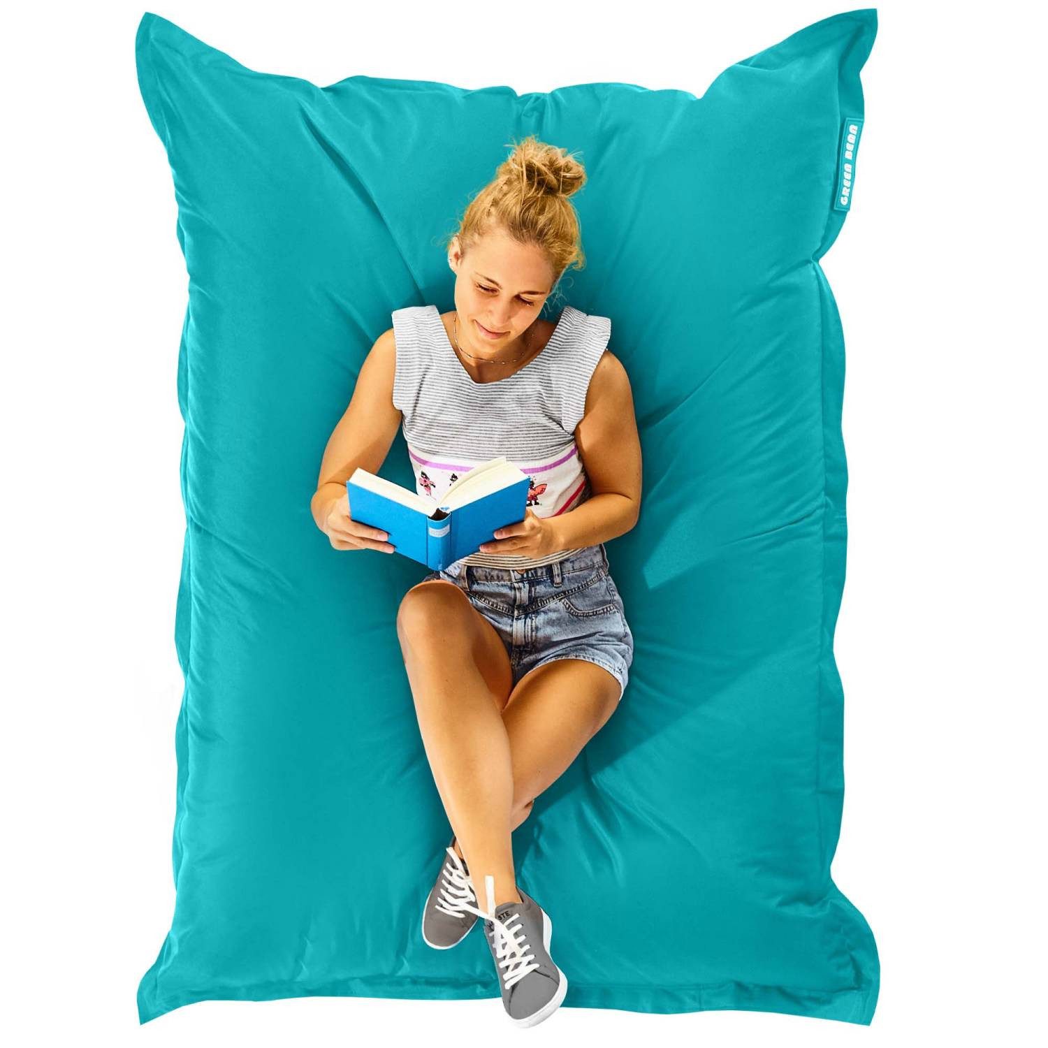Green Bean Sitzsack XXL Outdoor Sitzsack Square 140x180cm (XXL Riesensitzsack 140x180cm 380 Liter Kinder & Erwachsene Bean Bag EPS Perlen Füllung, Groß Draußen Outdoor Liegekissen), Waschbar Wetterfest Lounge Sitzkissen Bodenkissen