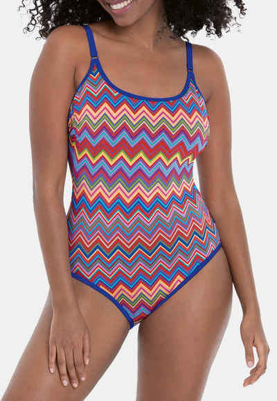 Rosa Faia Badeanzug »Magic Wave« (1-St) Badeanzug - Im Brustbereich unterfüttert, Farbenfrohes Muster, Tiefer Rückenausschnitt