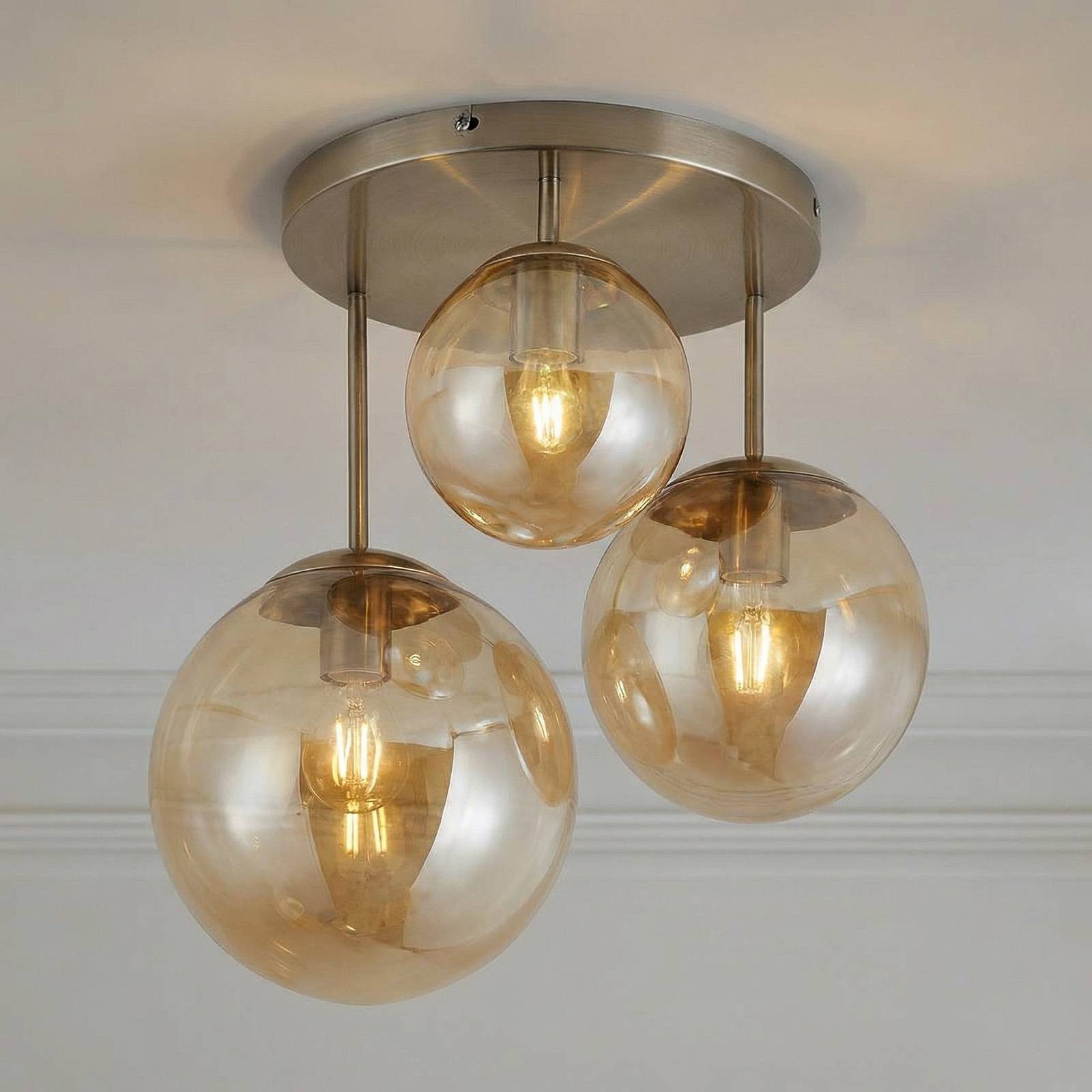 Lindby Deckenleuchten Teeja, Glas Creme IP20, 3 x 15 W LED