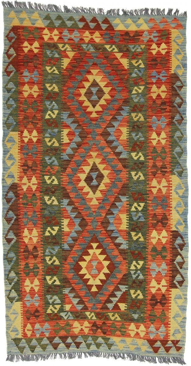 Orientteppich Kelim Afghan 103x189 Handgewebter Orientteppich Läufer, Nain Trading, rechteckig, Höhe: 3 mm