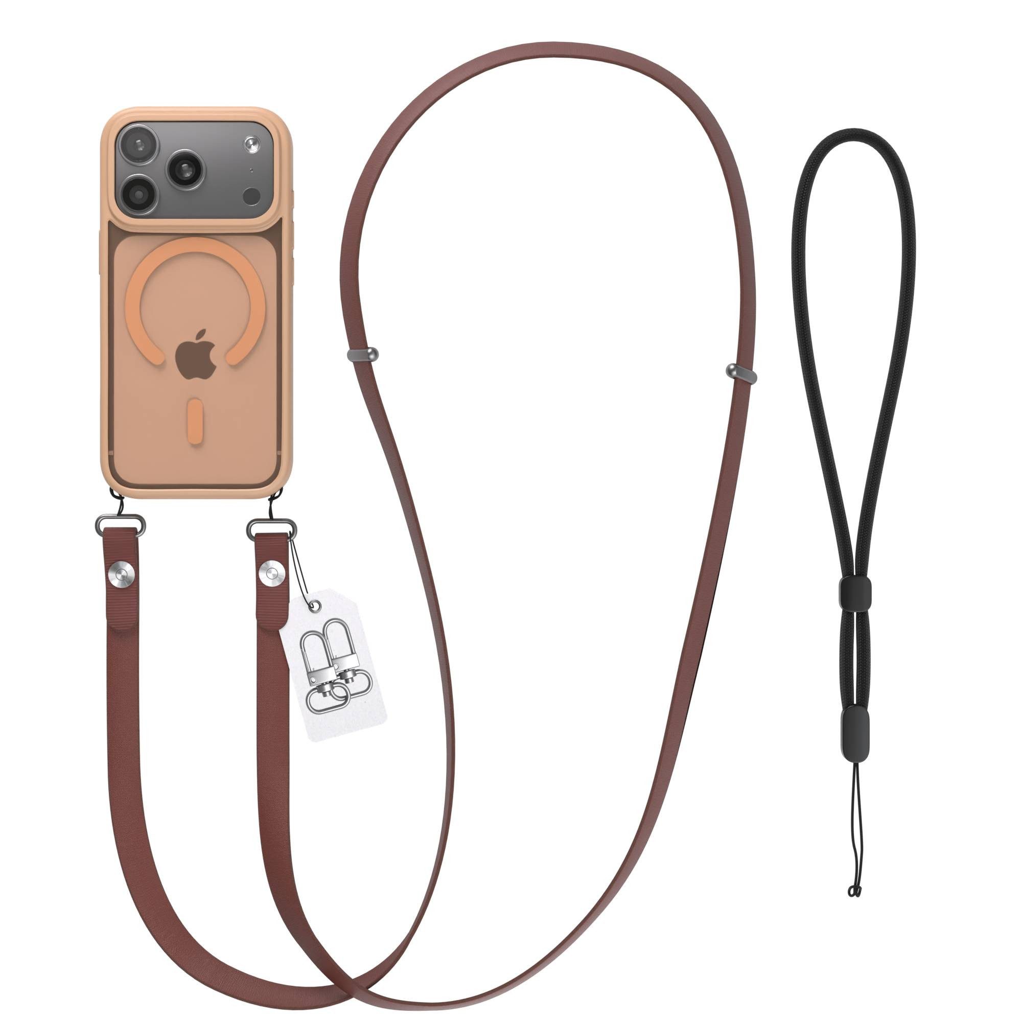 EAZY CASE Handykette Outdoor Case MagSafe Handyband für Apple iPhone 17 Pro 6,3 Zoll, Crossbody Handyhülle mit MagSafe und magnetisch verstellbarem Band