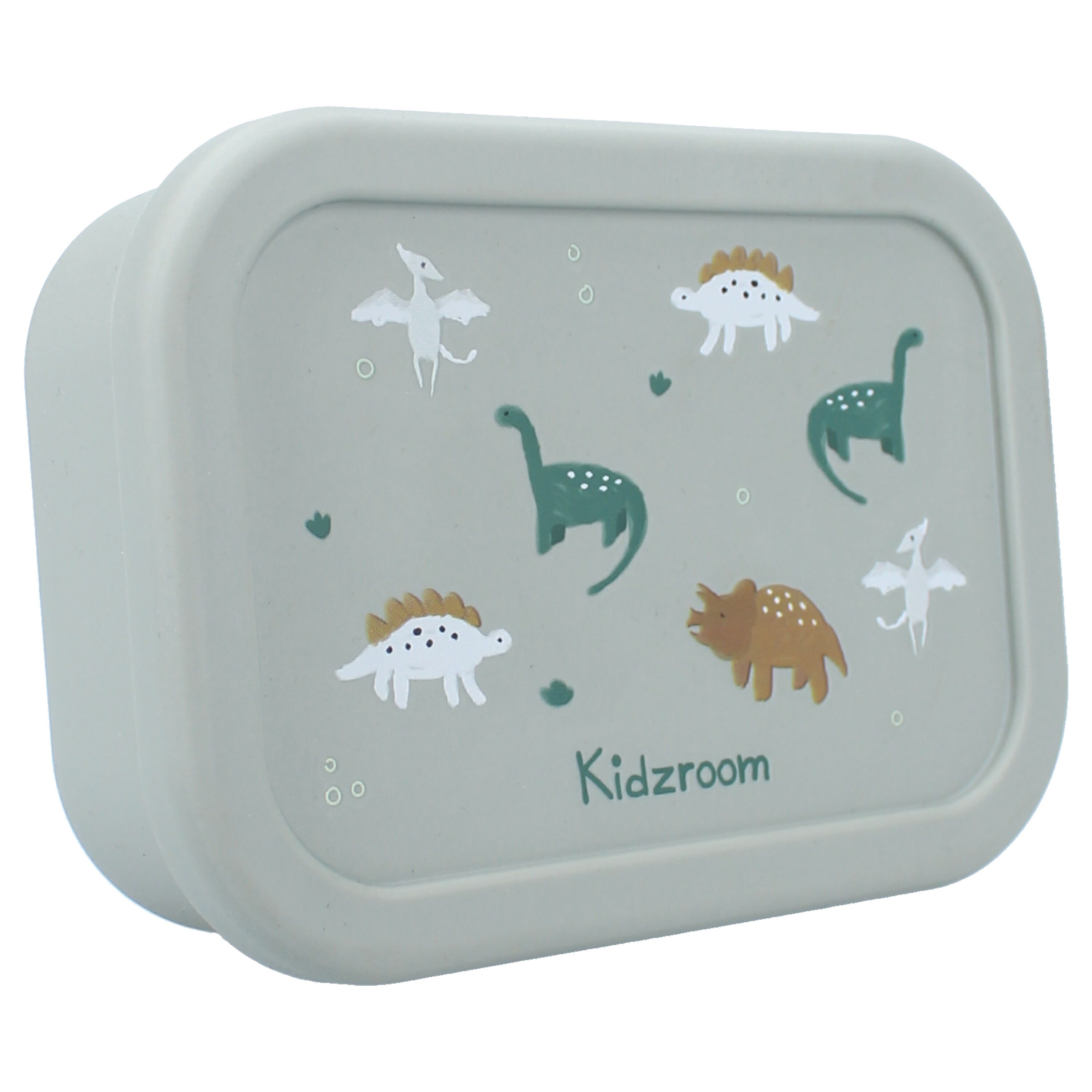 Kidzroom Lunchbox Kinder Lunchbox aus Silikon – Brotdose mit Dino-Print & 3 Fächern
