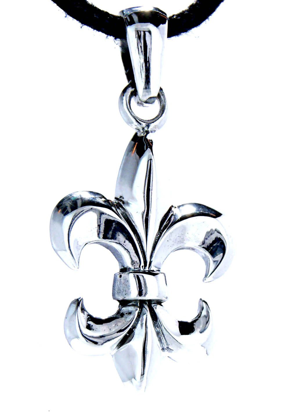 Leather Kettenanhänger de Silber 925 Kiss (Sterlingsilber) Fleur Blume, Fleur-de-Lis of Si.40 / Lilie Lys Lis