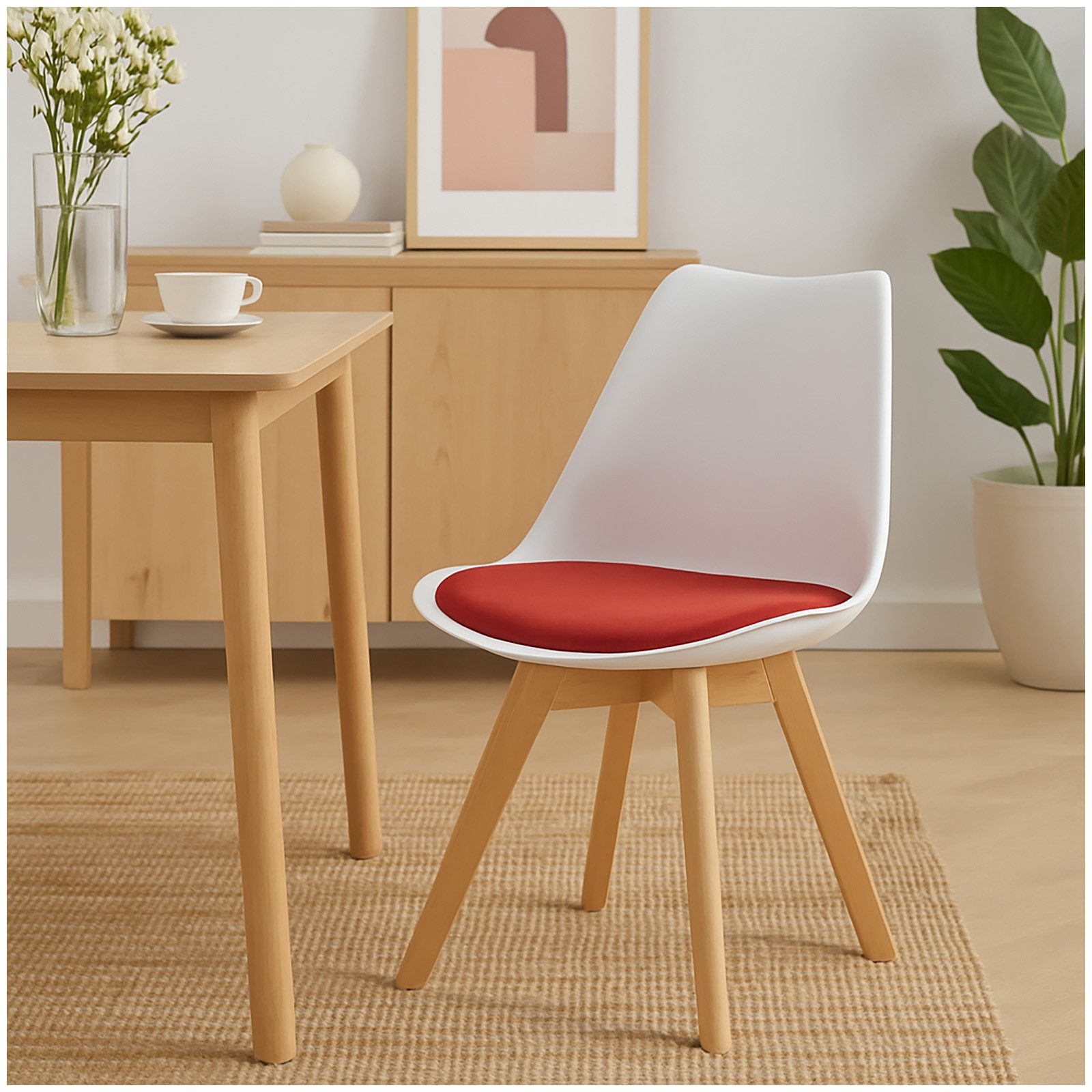 HTI-Living Esszimmerstuhl Esszimmerstuhl Samt Atlanta Weiß/Rot (Stück, 1 St günstig online kaufen