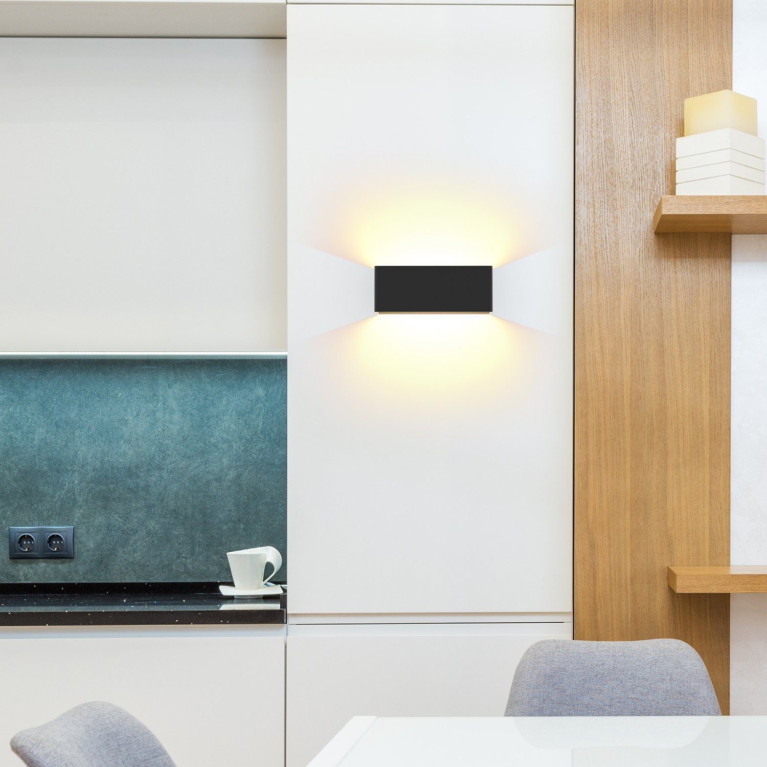 - ZMH LED Schlafzimmer, 3000k, Außenwandleuchte Wandleuchte Modern Wasserdicht Schwarz Wandlampe