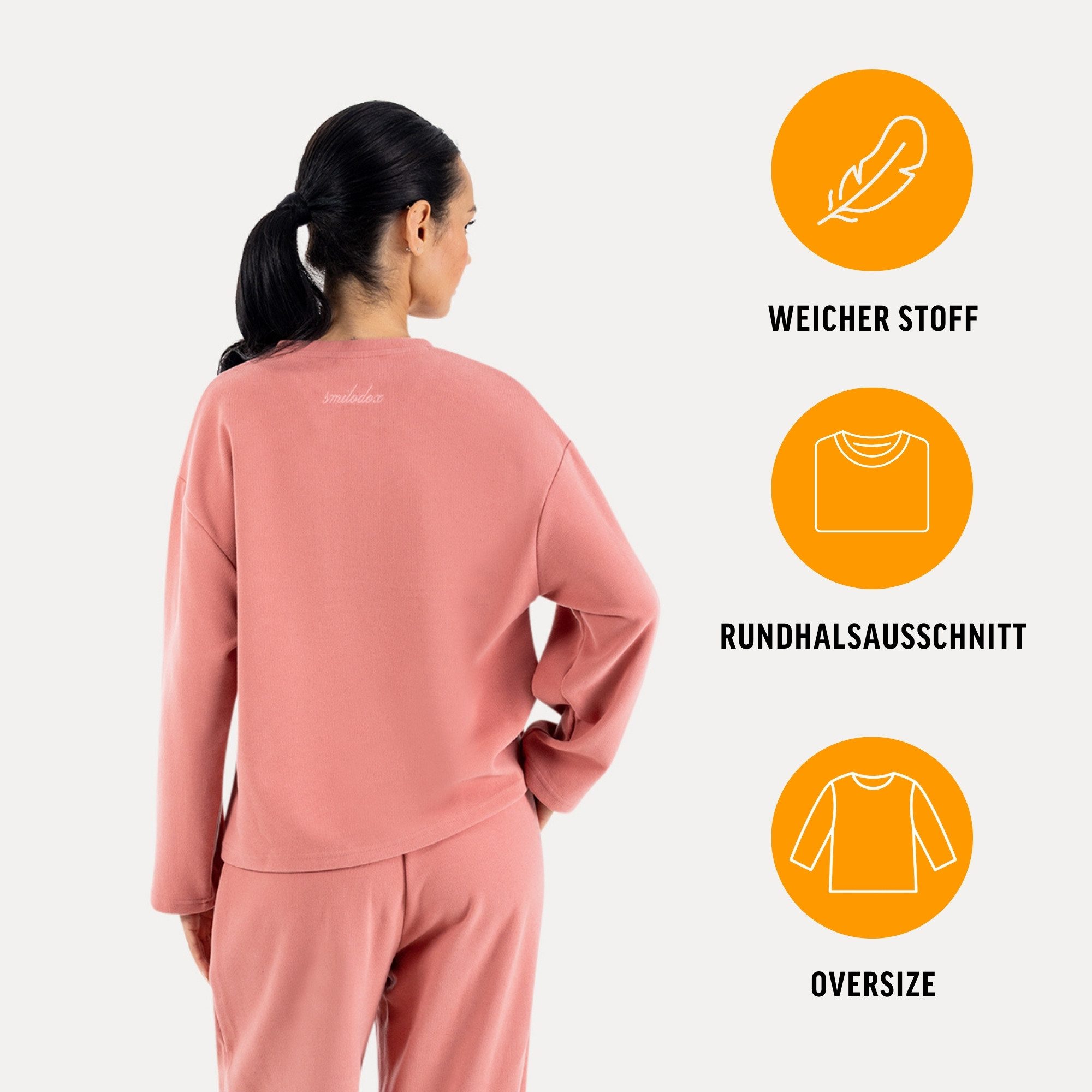 Smilodox Longsleeve Sirel, Langarmshirt Oversize Fit mit Rundhalsausschnitt, Sport Weiche Baumwolle, Lässige Silhouette, Rundhalsausschnitt, Alltag