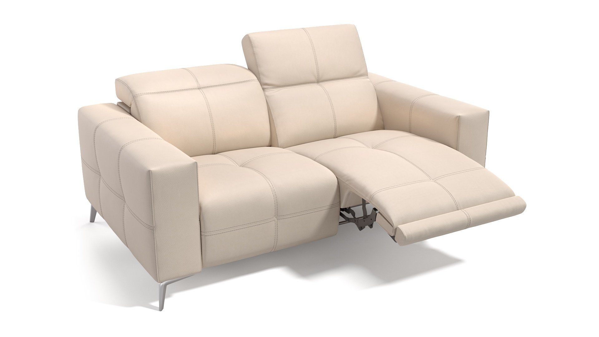 Sofanella 2-Sitzer Sofanella Ledersofa MARBELLA 2-Sitzer italienisch verstellbar in Creme