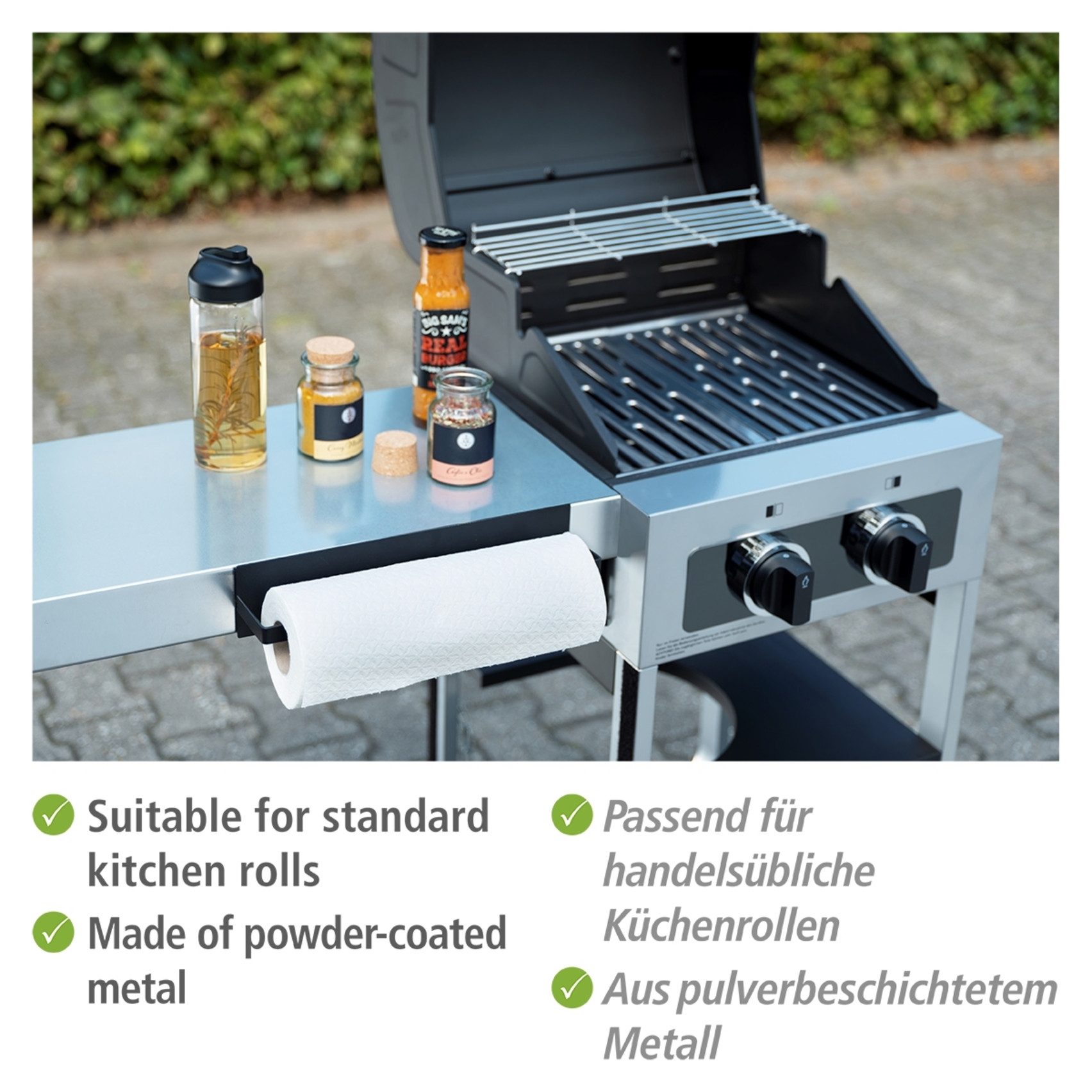 WENKO Wandrollenhalter Modell Ima, Küchenrollenhalter, magnetisch, für gängige Küchenrollen, Marmor-Optik