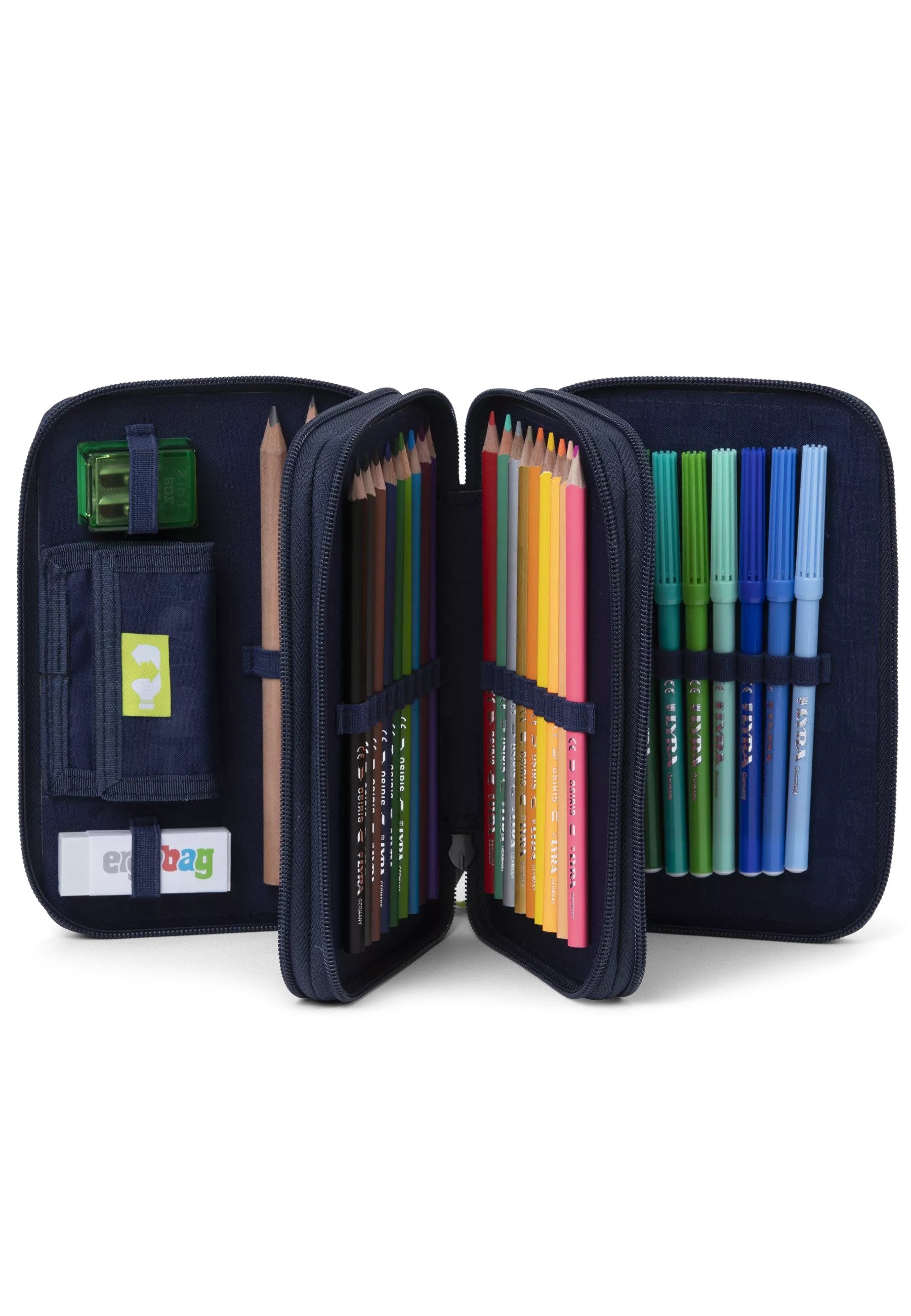 ergobag Federmäppchen Maxi Mäppchen ., (41-tlg), mit Stiften befüllt