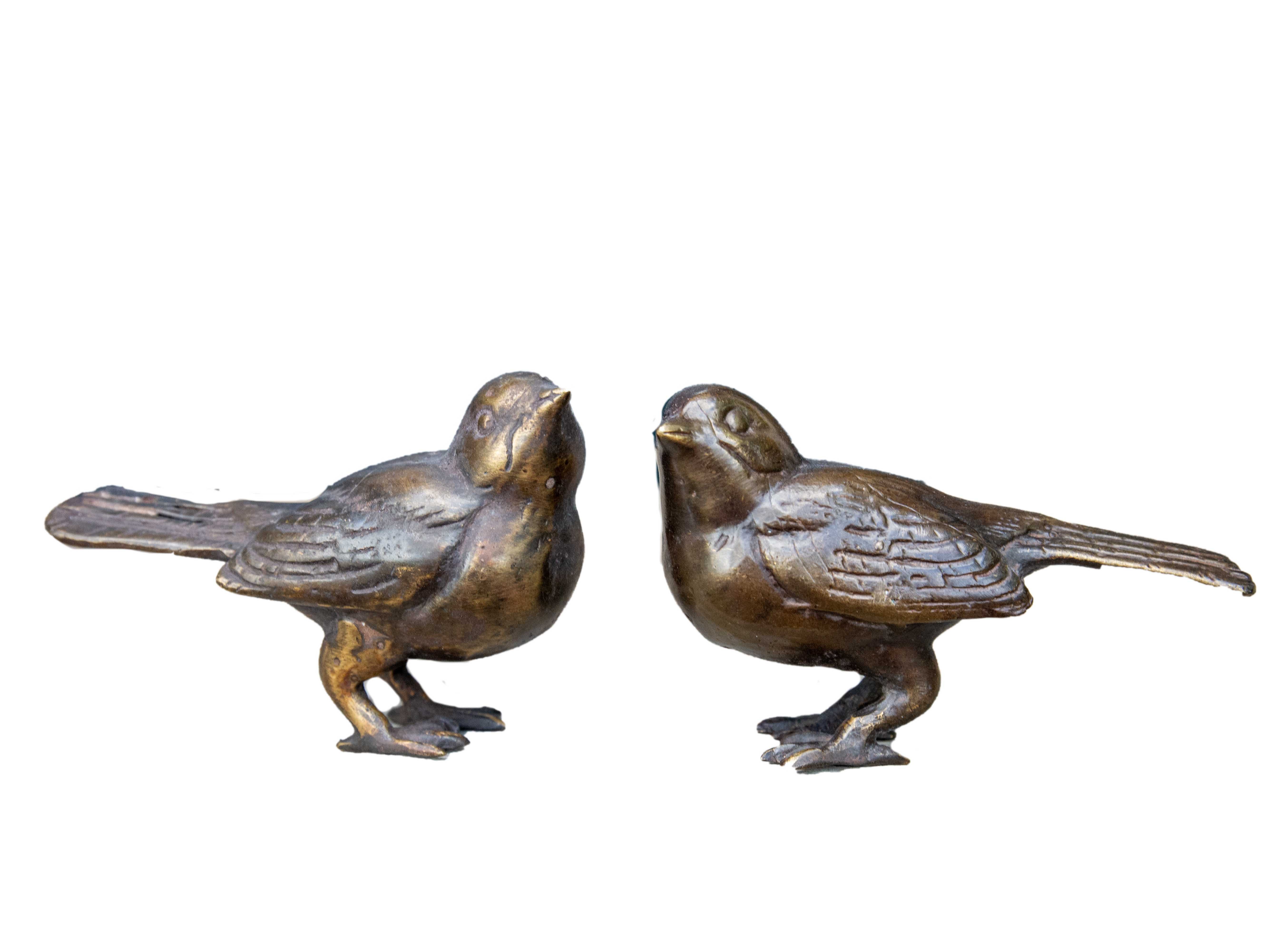 Dekofigur IDYL Bronze-Skulptur Paar Spatzen klein