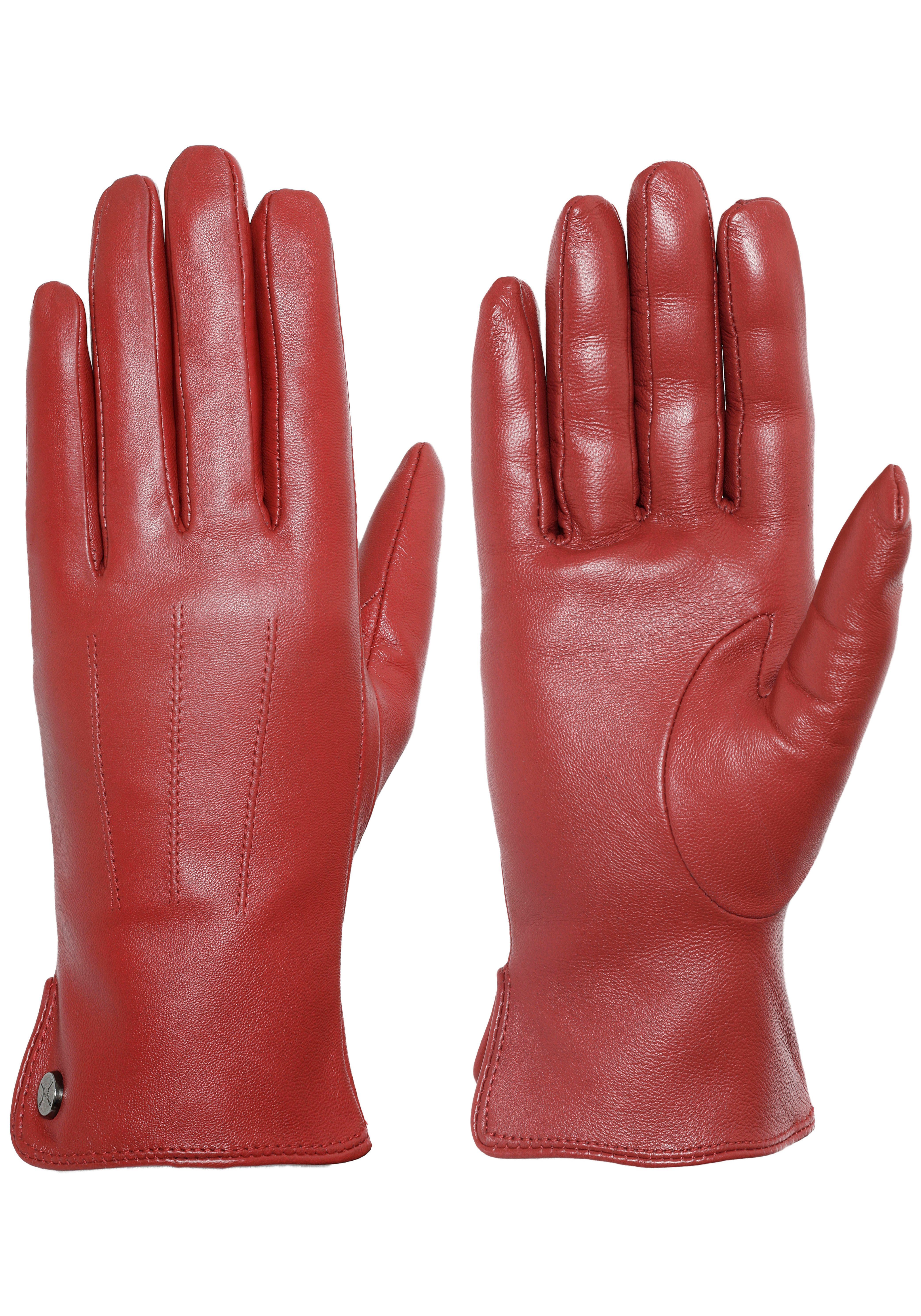 für PEARLWOOD Anziehen komfortables red Seitenschlitze Lederhandschuhe