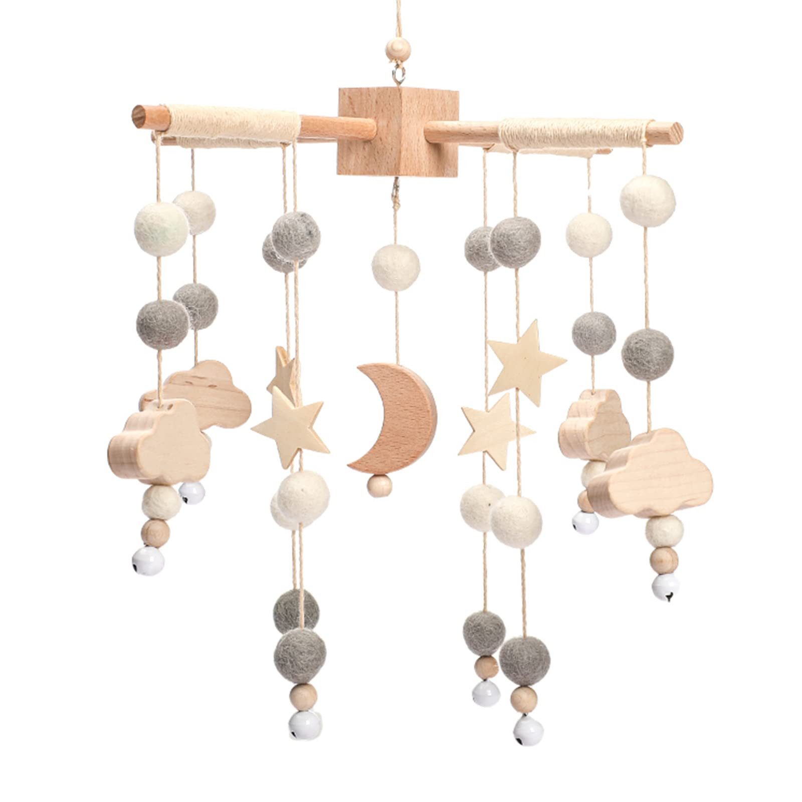 Zaewry Mobile Mobile mit Sterne und Mond Hölz Hängende Mobile Windspiel, für Babybett Kinderbett, Spielzeuge