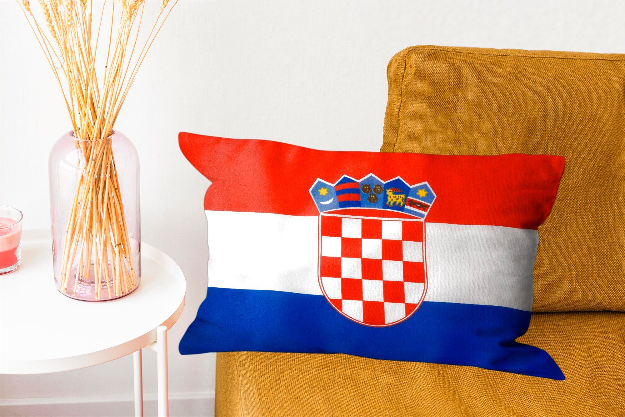 Dekokissen Foto mit Dekokissen MuchoWow Dekoration, Zierkissen, Wohzimmer Schlafzimmer der Flagge, kroatischen Füllung,