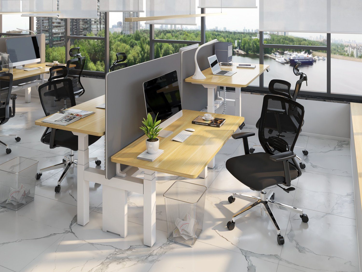Arbeitsplätze Schreibtischgestell Tischgestell Natur24 Weiß für Höhenverstellbares 2