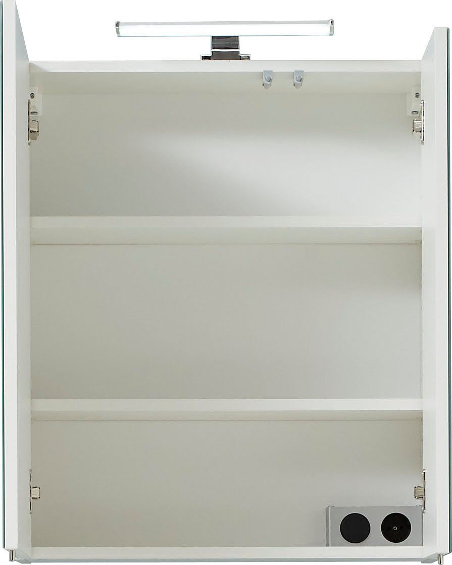 PELIPAL Spiegelschrank Schalter-/Steckdosenbox 936 60 cm, 2-türig, Quickset Breite LED-Beleuchtung