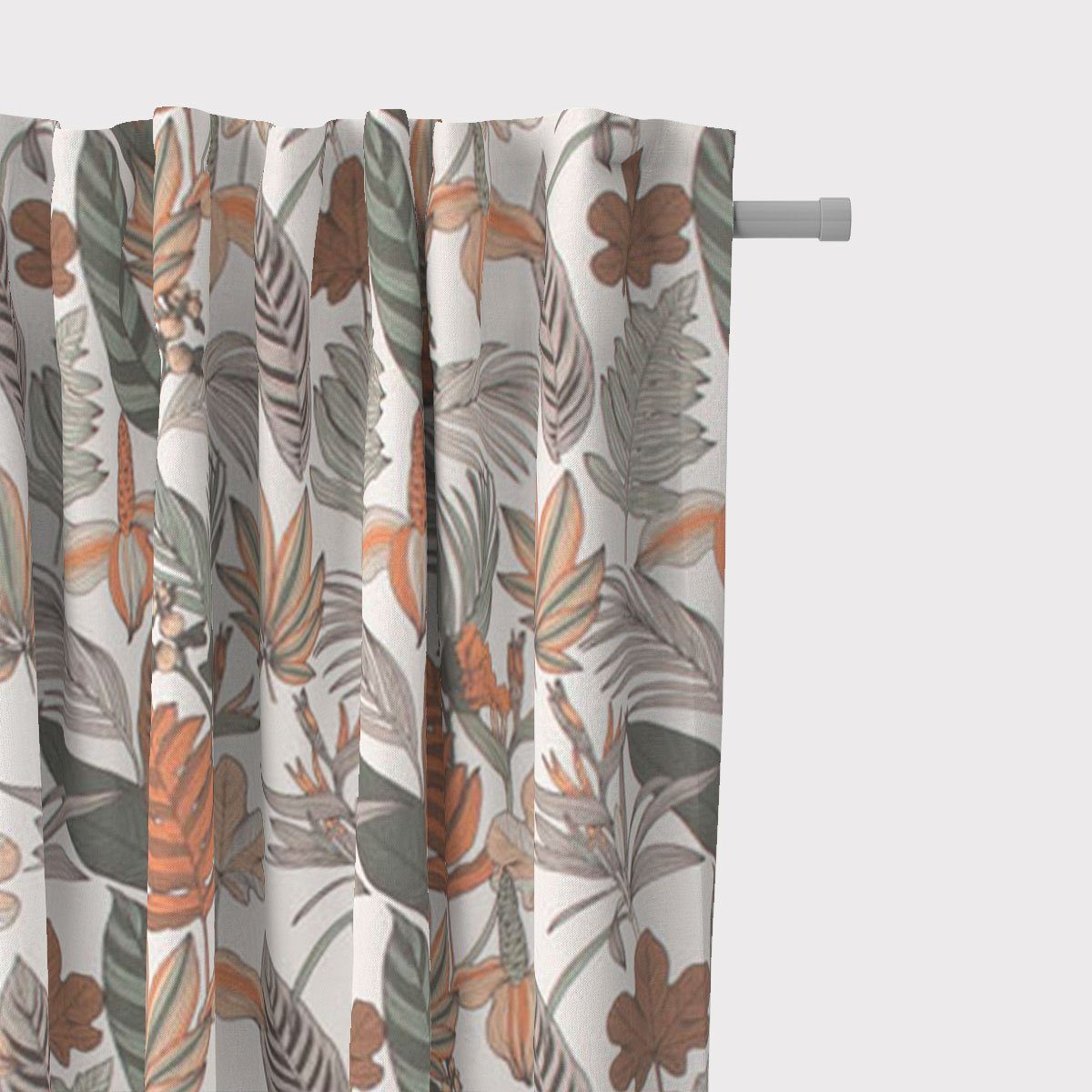 SCHÖNER LEBEN. Vorhang SCHÖNER LEBEN. Vorhang Retro Blätter Blumen weiß orange braun 245cm, Smokband, blickdicht, Baumwolle, handmade
