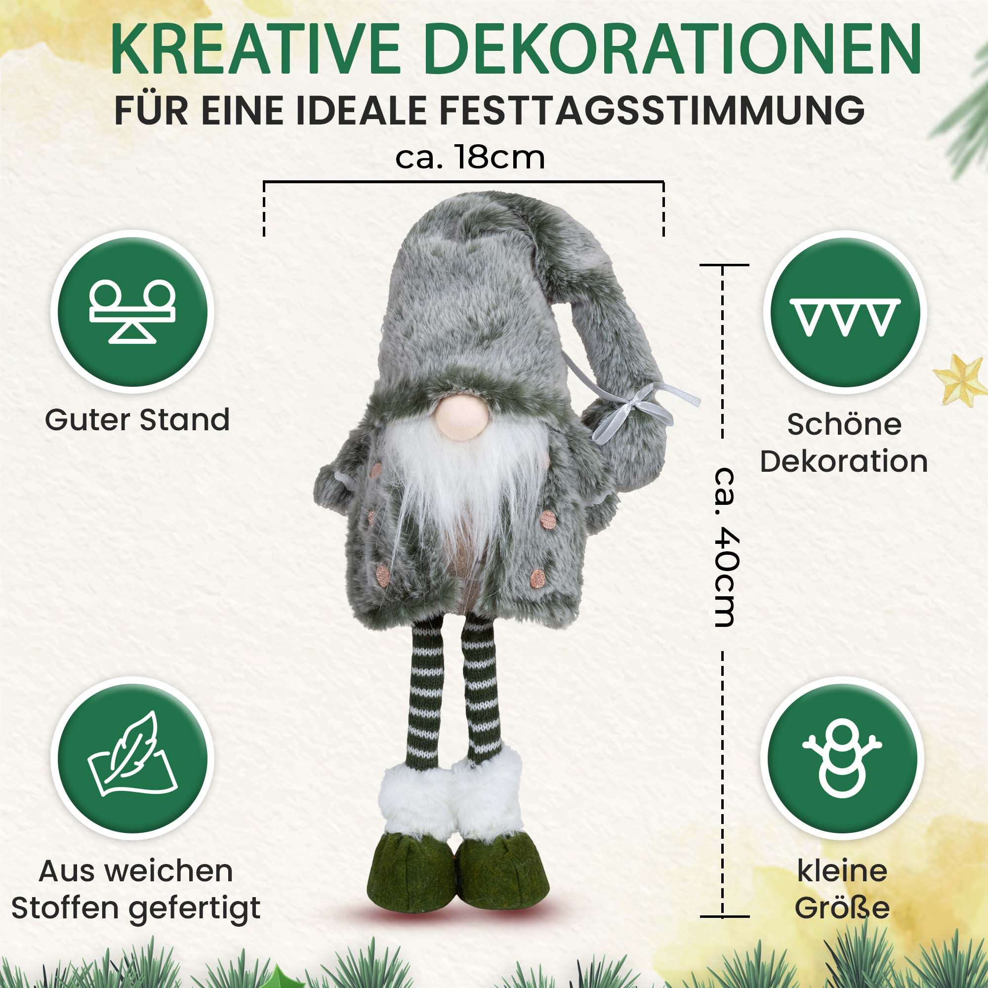 Christmas Paradise Wichtel Weihnachtsdeko stehender Weihnachtswichtel (Tomte, 40 cm, Kunstfaser), aus superweichem Fell Imitat