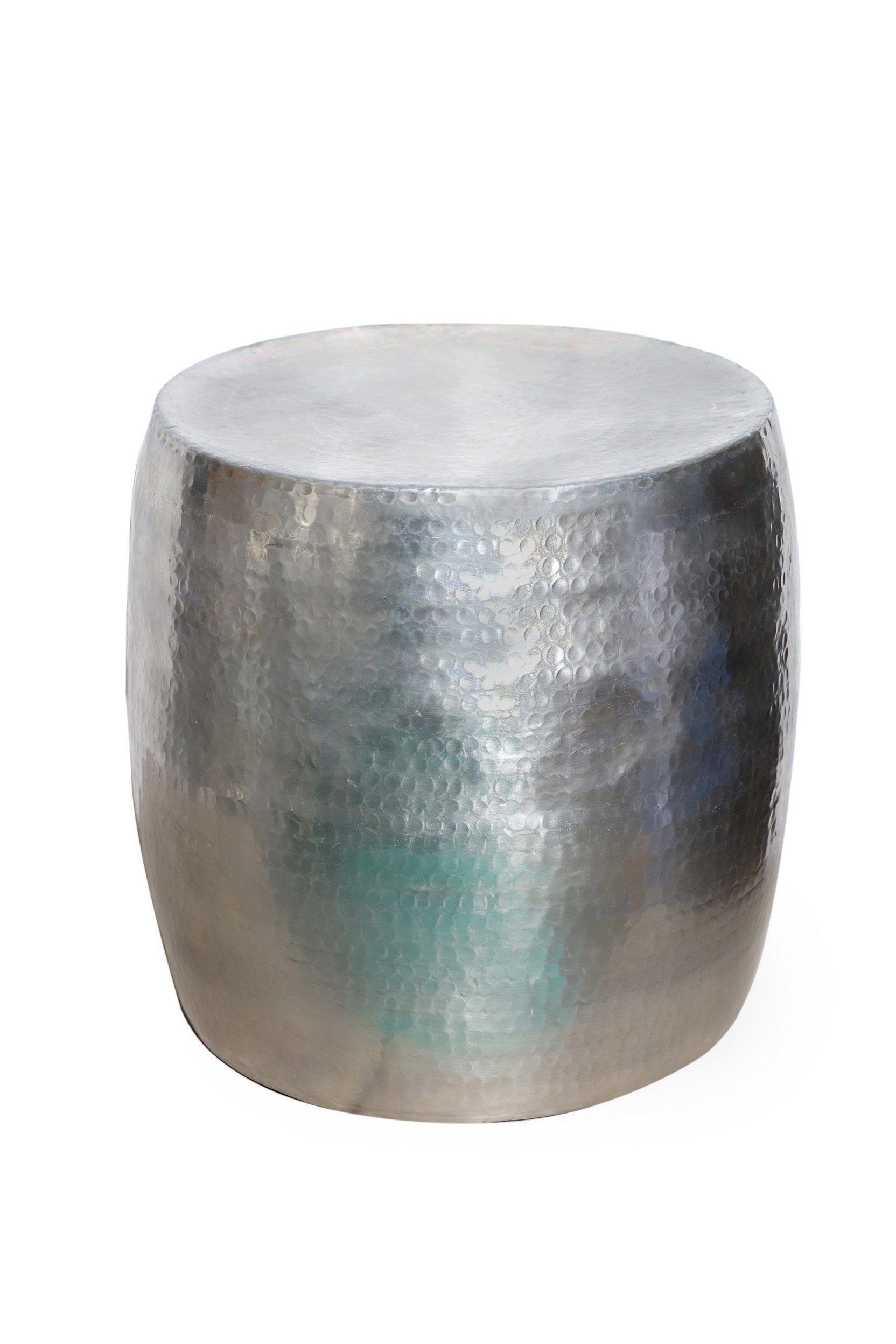 Casa Sofatisch Silber Art mit Tisch, 38cm Hammerschlag Beistelltisch Kinza Ø Couchtisch Kunsthandwerk rund, Deko Aluminium Beistelltisch aus Moro Optik gehämmert,