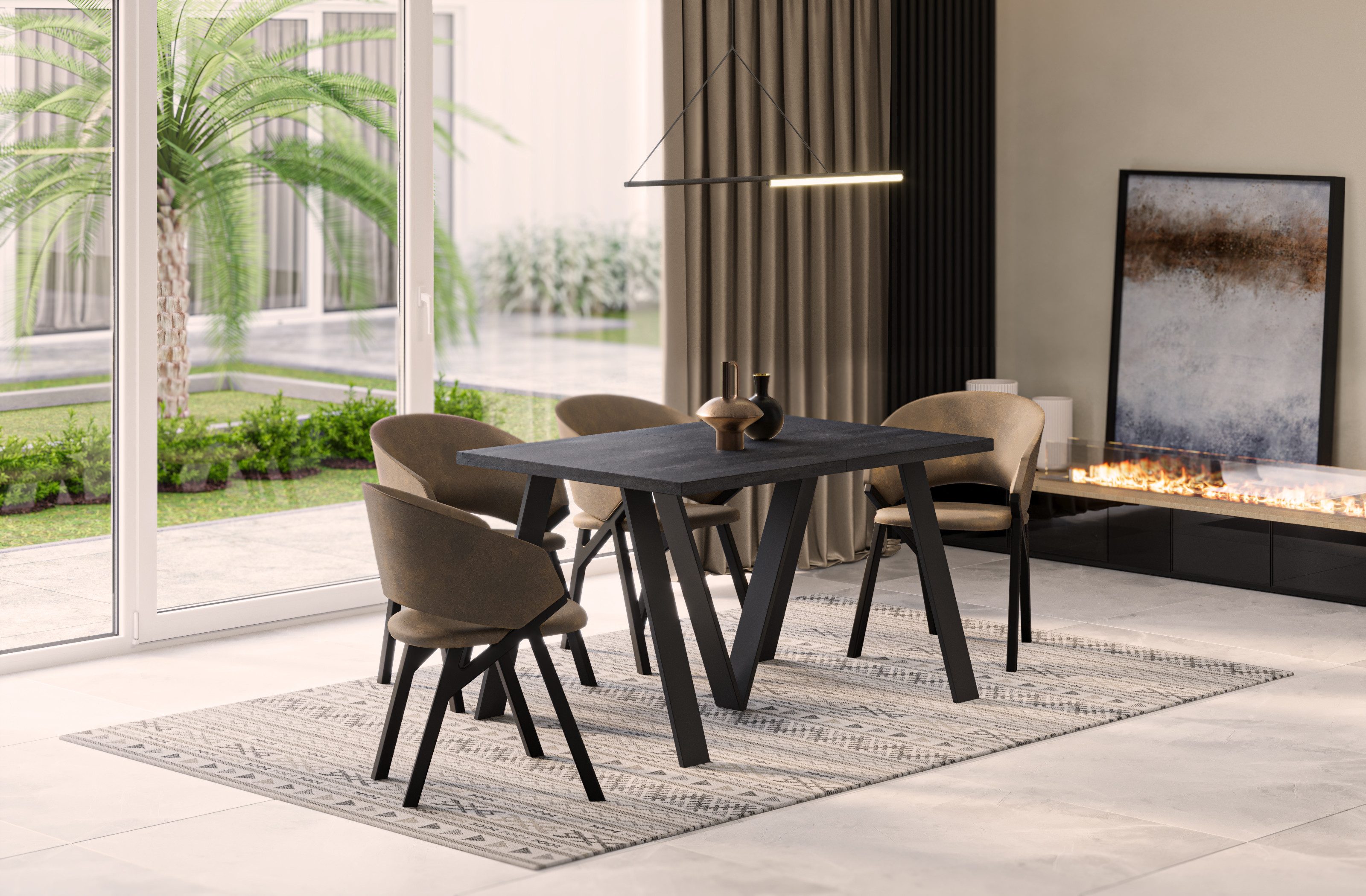 Endo-Moebel Esstisch Lungo XXL 130-405 cm, Metallgestell, ausziehbar, erwei günstig online kaufen