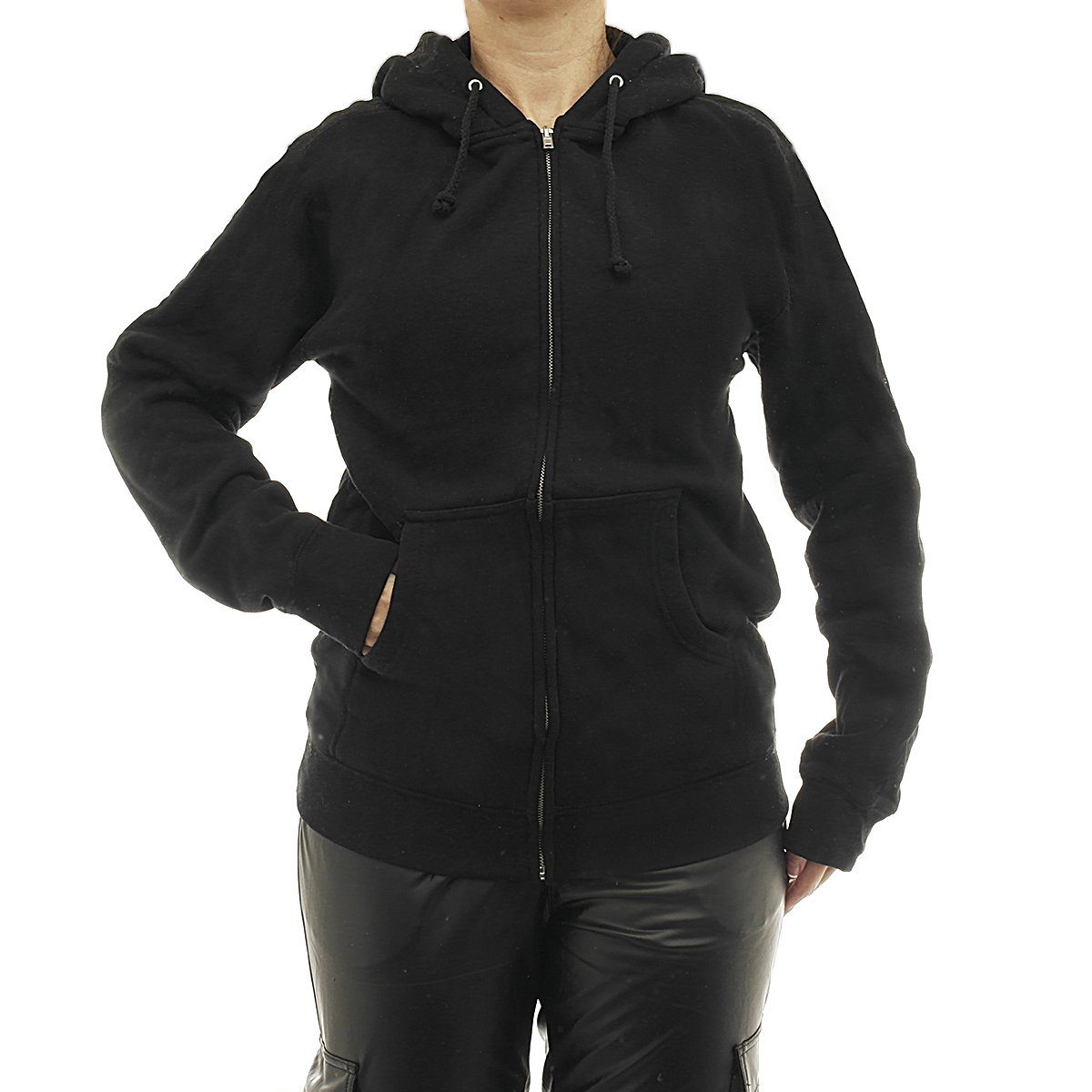 YESET Kapuzenpullover Damen Hoodie warm Fleece Kapuze Reißverschluss Zip Oversize 7177 schwa