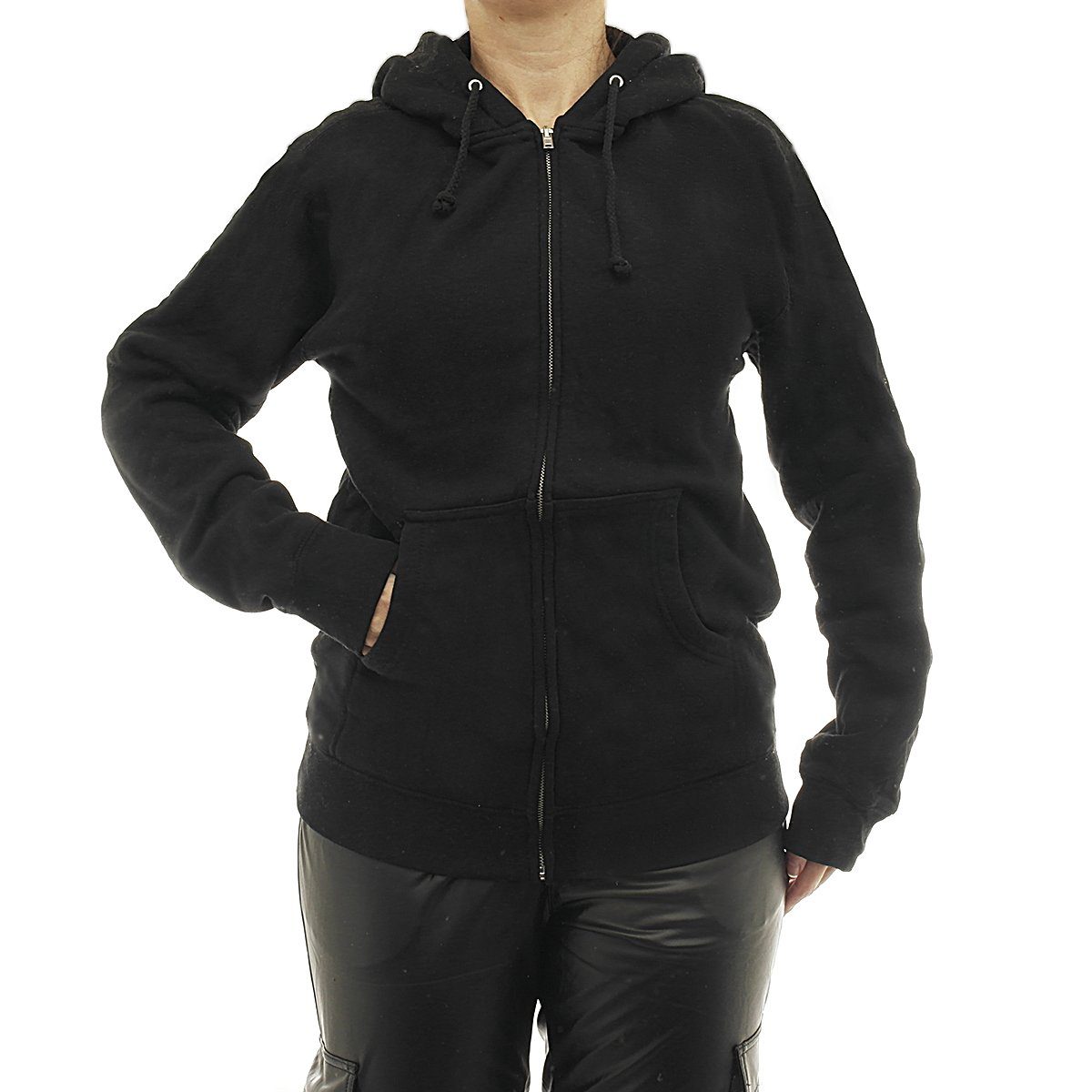 Vlies Reißverschluss Kapuze Hoodie Kapuzenpullover warm YESET schwar Oversize Damen Zip 7177