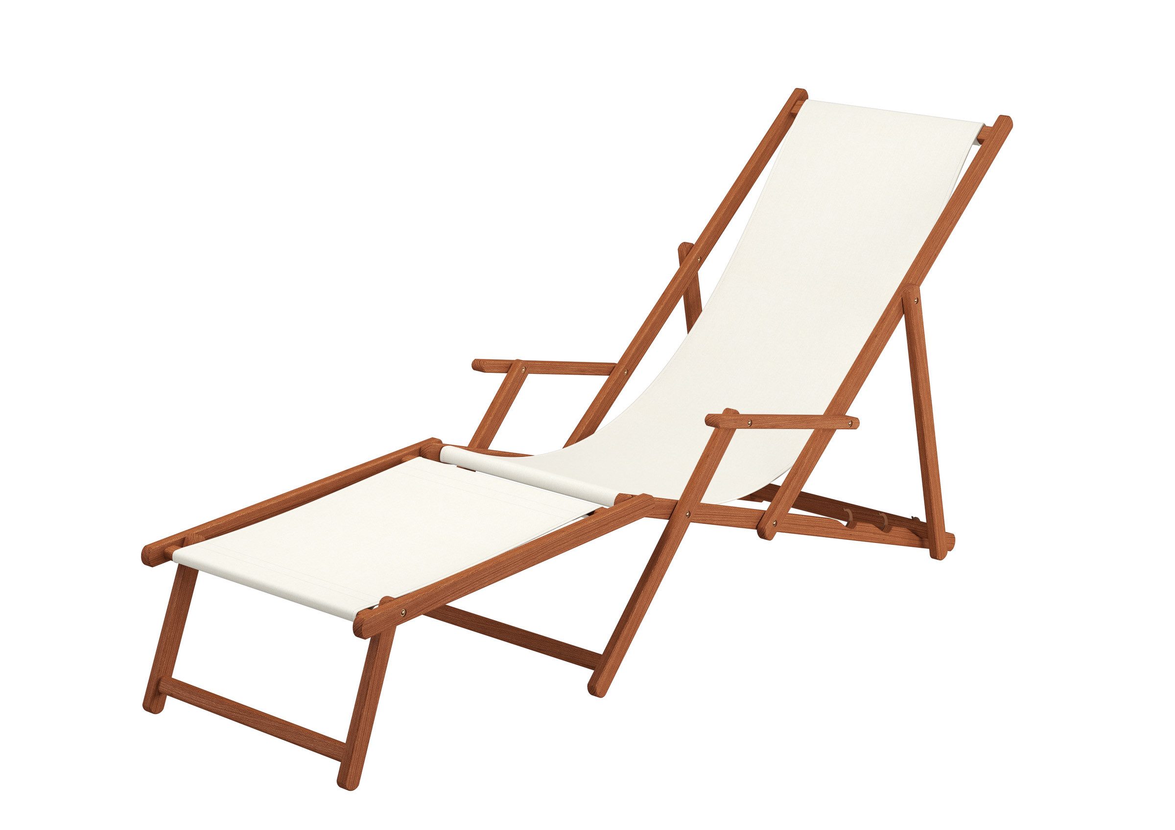 Gartenliege Strandstuhl Holz-Liegestuhl Holzklappstuhl Stofffarbe Weiß