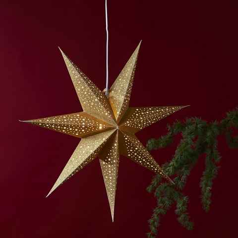 STAR TRADING LED Stern Papierstern Weihnachtsstern Leuchtstern hängend 7-zackig D: 60cm gold