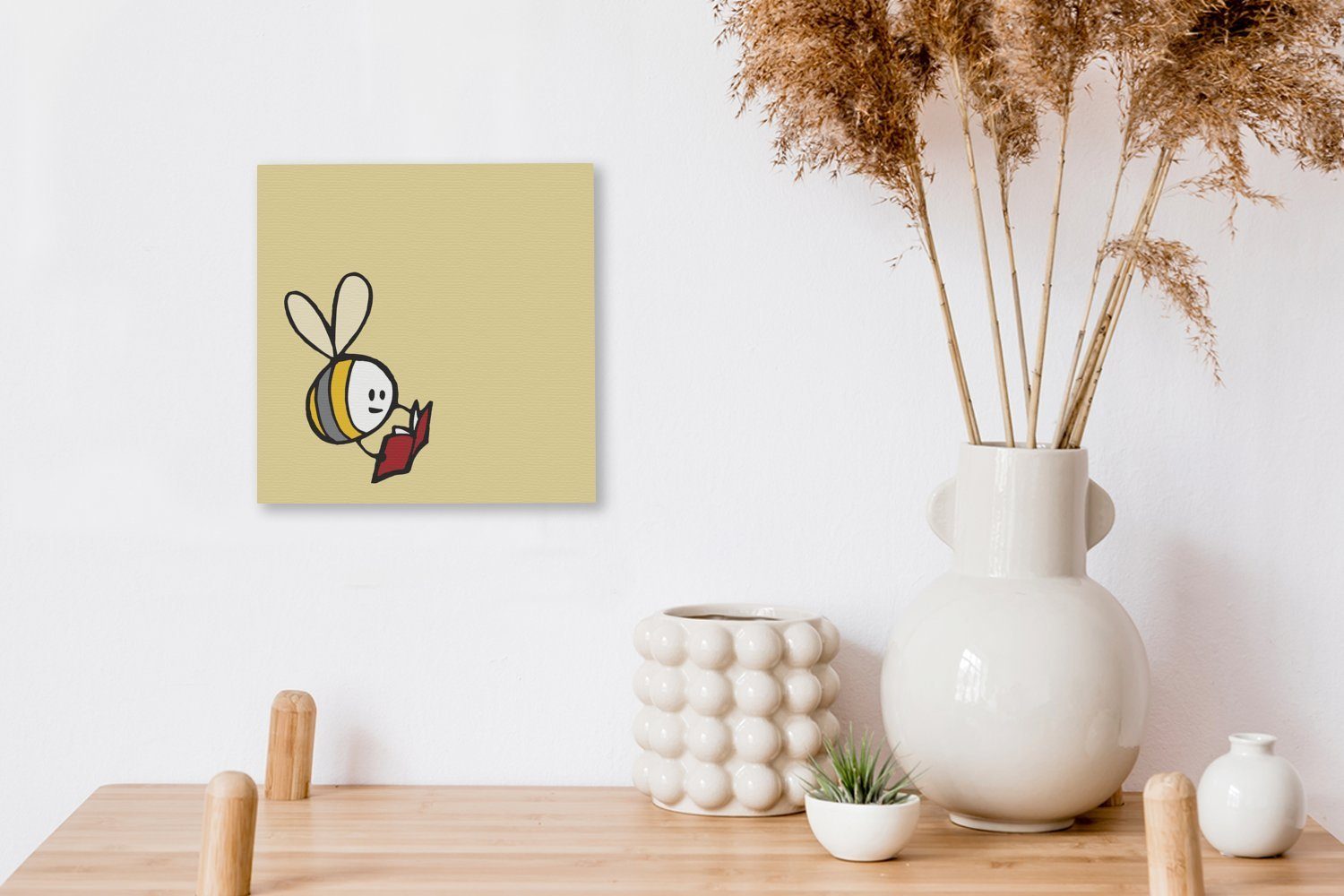 Leinwandbild einem Bilder (1 St), Buch, Schlafzimmer für Illustration OneMillionCanvasses® einer Biene mit Wohnzimmer Leinwand