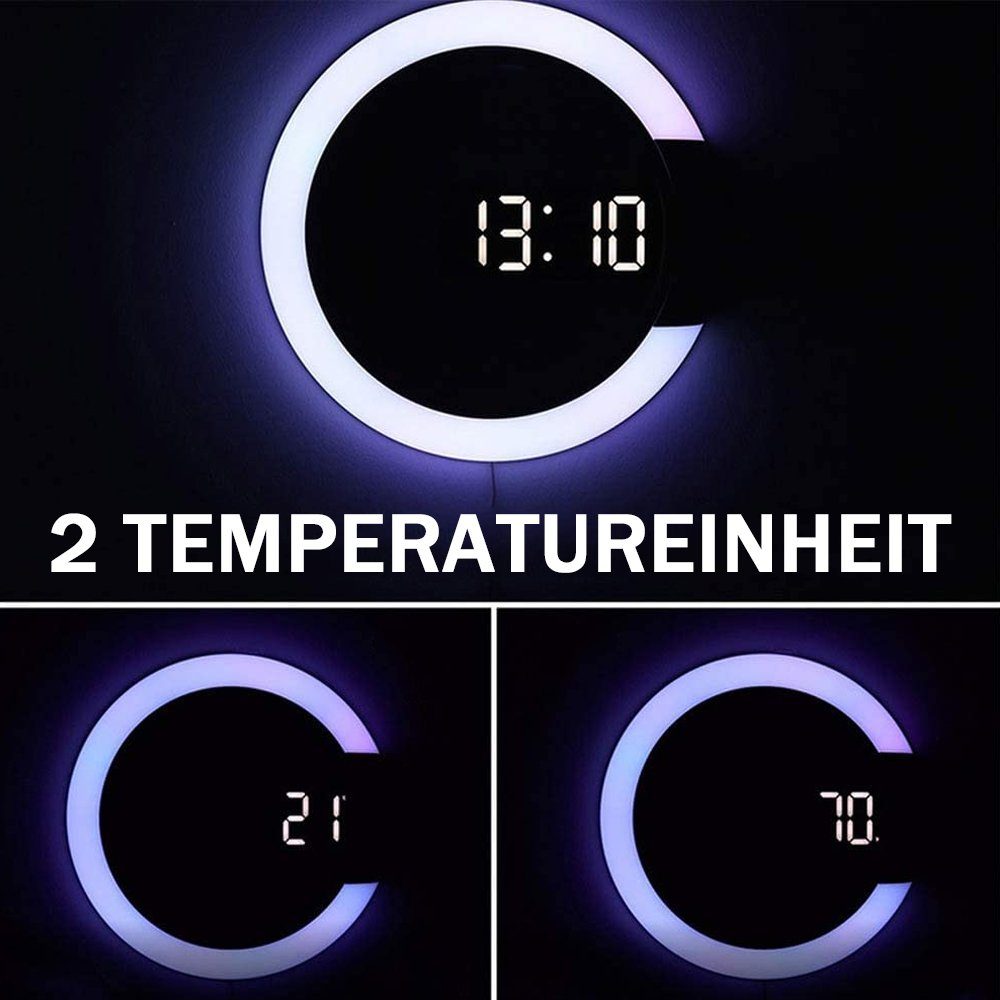 GelldG Wanduhr Fernbedienung Temperaturanzeige LED Digitaluhr Wanduhr Und Alarm- Mit