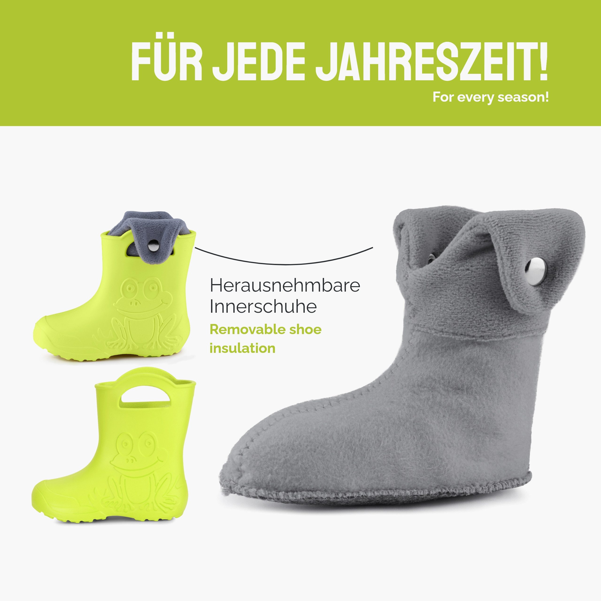 Ladeheid EVA Regenschuhe mit herausnehmbares Innenfutter LA-CA-04 Gummistiefel Kinder gefüttert und federleicht – Bild 4 von 5