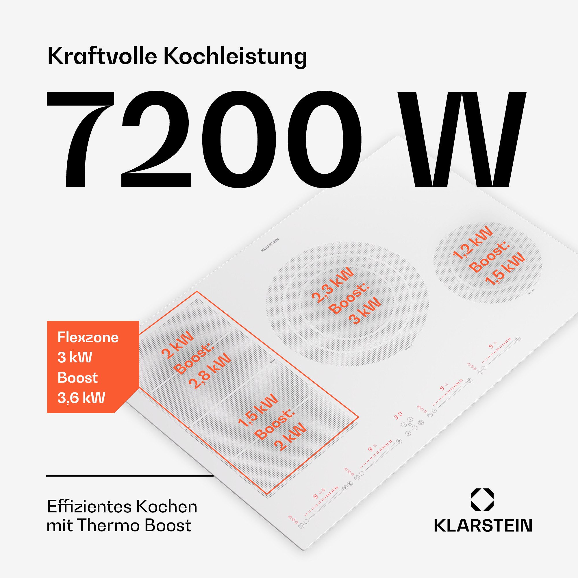 Klarstein Induktions-Kochfeld Masterzone 77 Hybrid, Kochfelder Induktion Hob Gas Hob Flex 4 Zonen