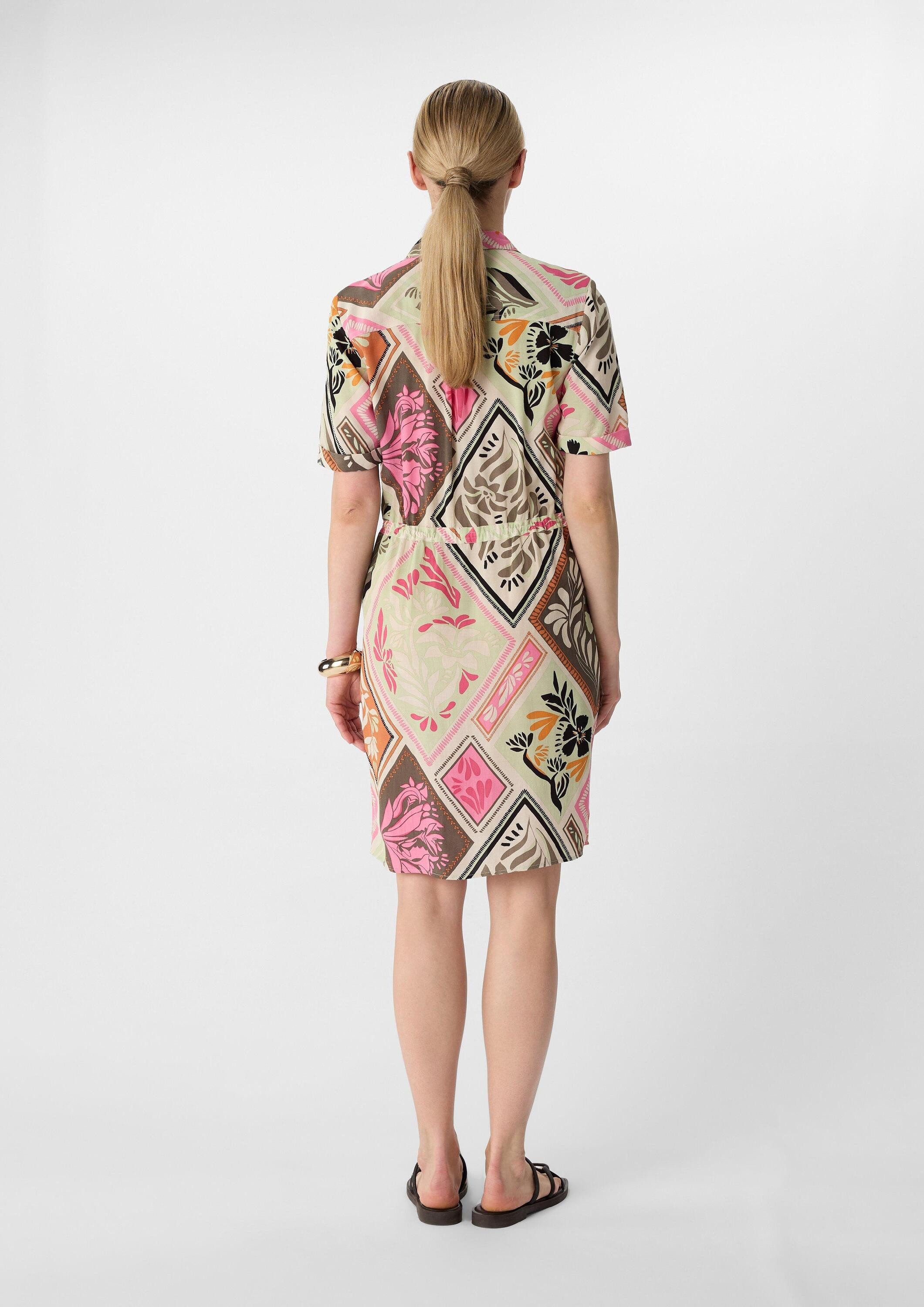 comma Minikleid Kleid Hemdblusenkleid mit All-over-Print